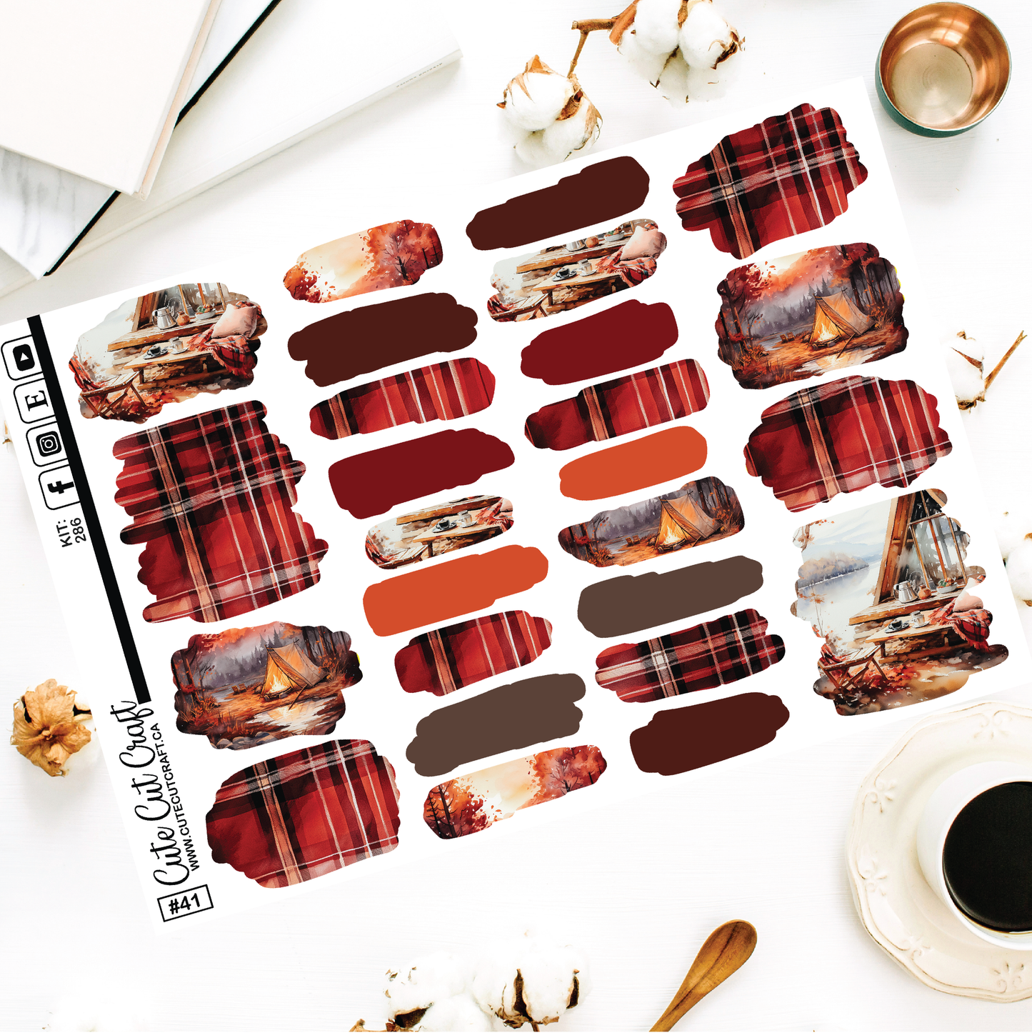 Red Fall #286 || 1.5" Brush Stroke Sheet
