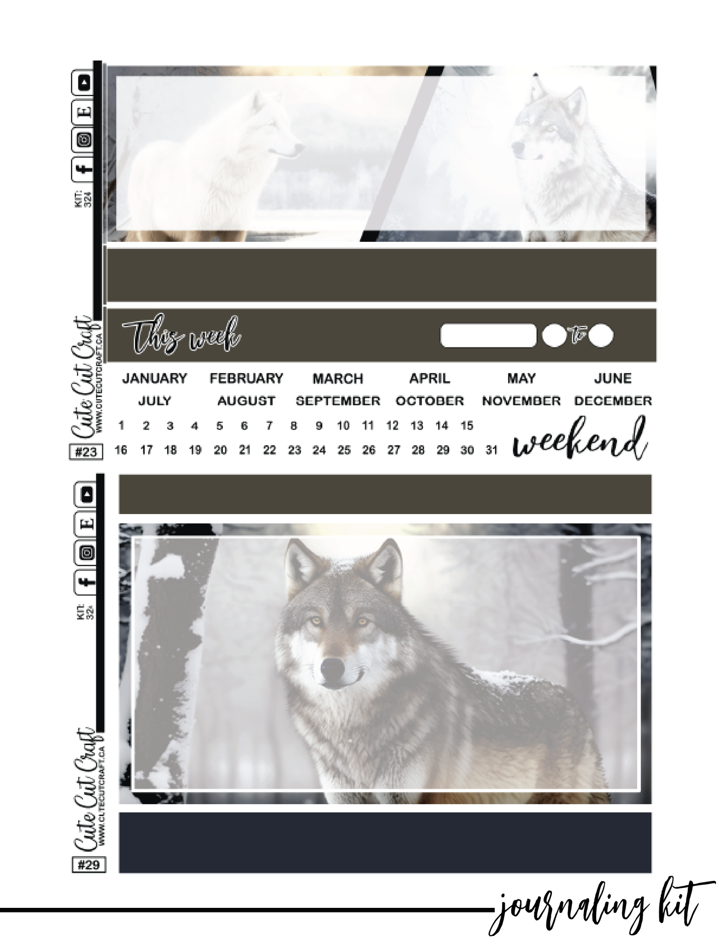 Winter Wolf #324 || Journaling Kit [PRINTABLE]