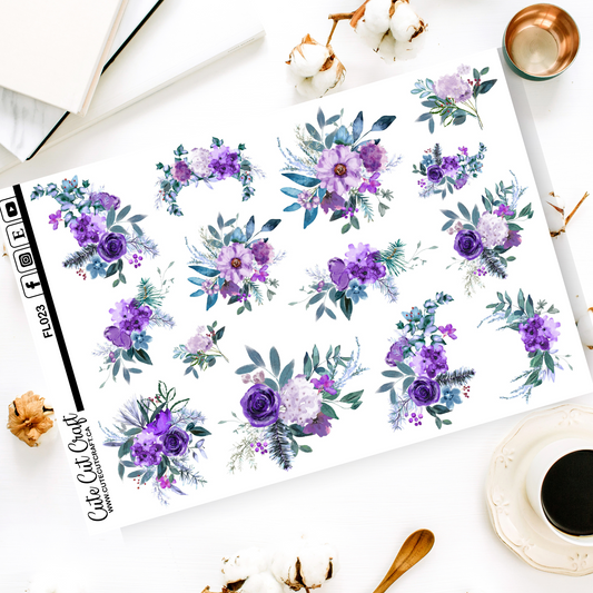 Winter Purple Florals || Decorative Sheet