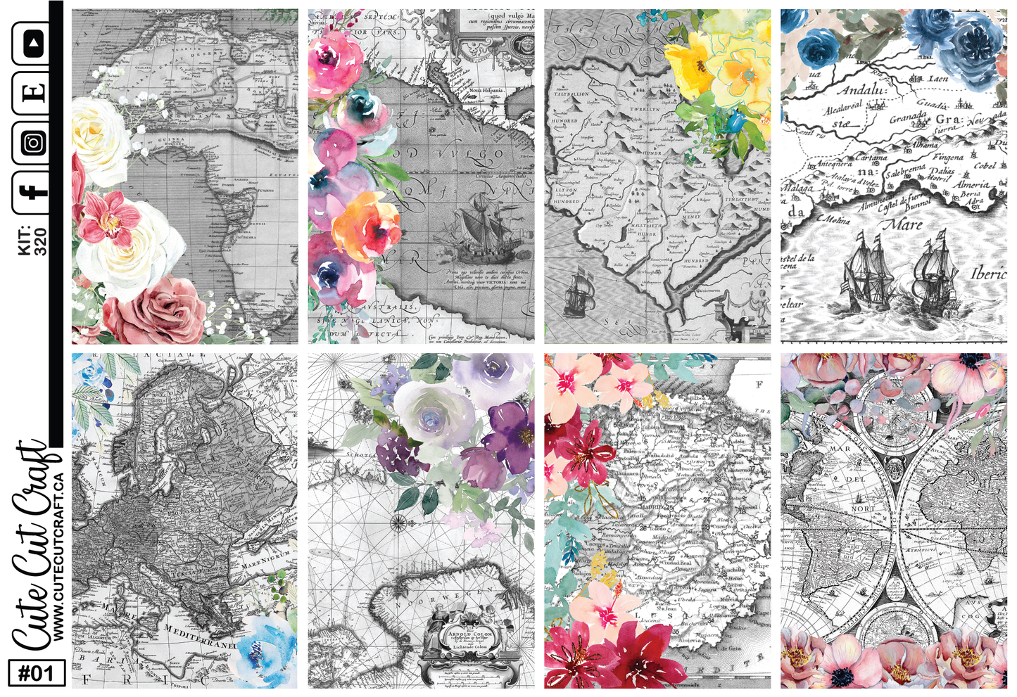 Floral Map #320 || HP Classic Vertical
