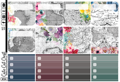 Floral Map #320 || Journaling Sheets