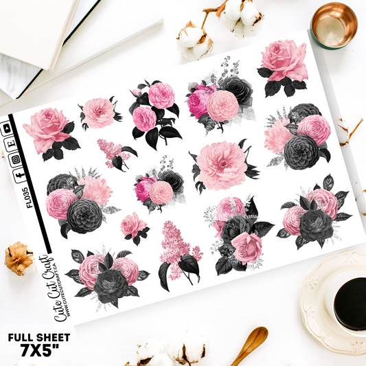 Dark Rose Florals || Decorative Sheet