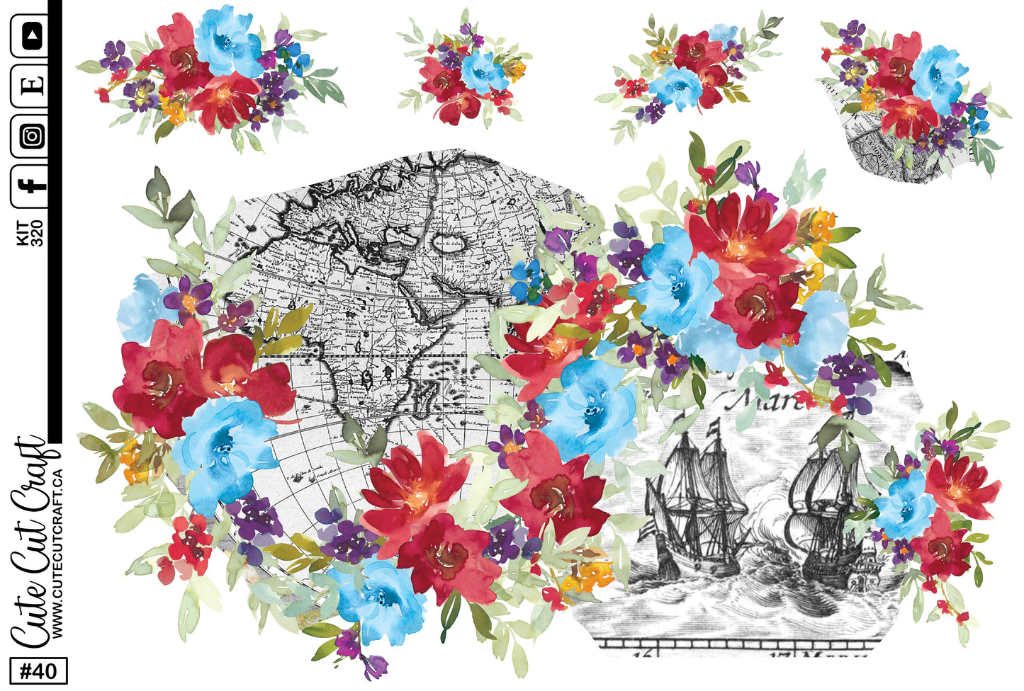 Floral Map #320 || Journaling Sheets