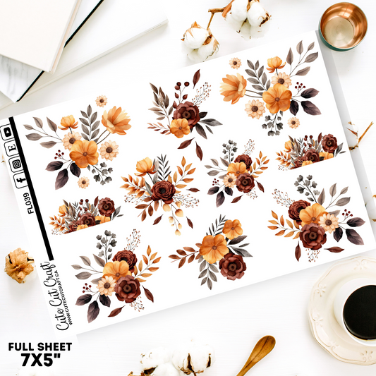 Fall Orange Florals || Decorative Sheet