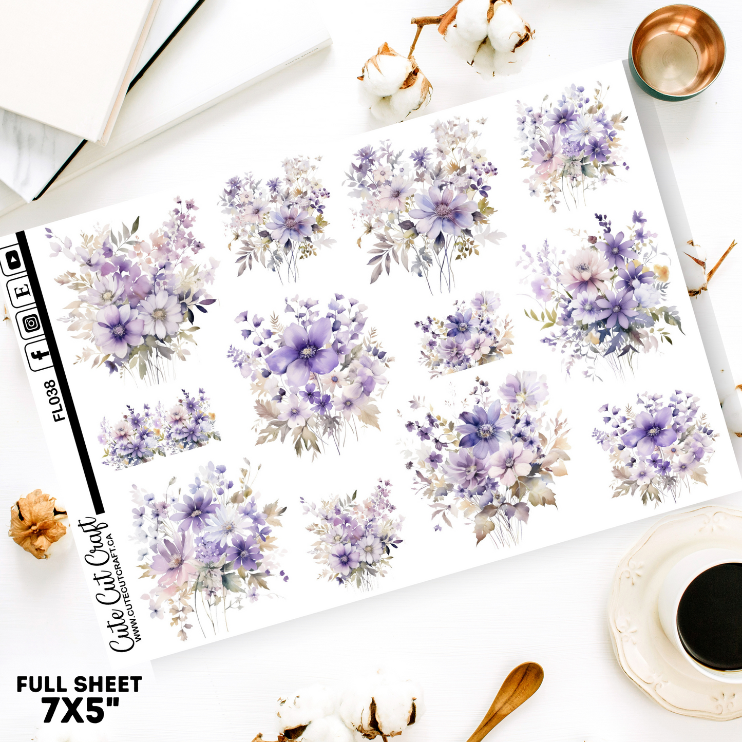 Delicate Purple Florals || Decorative Sheet