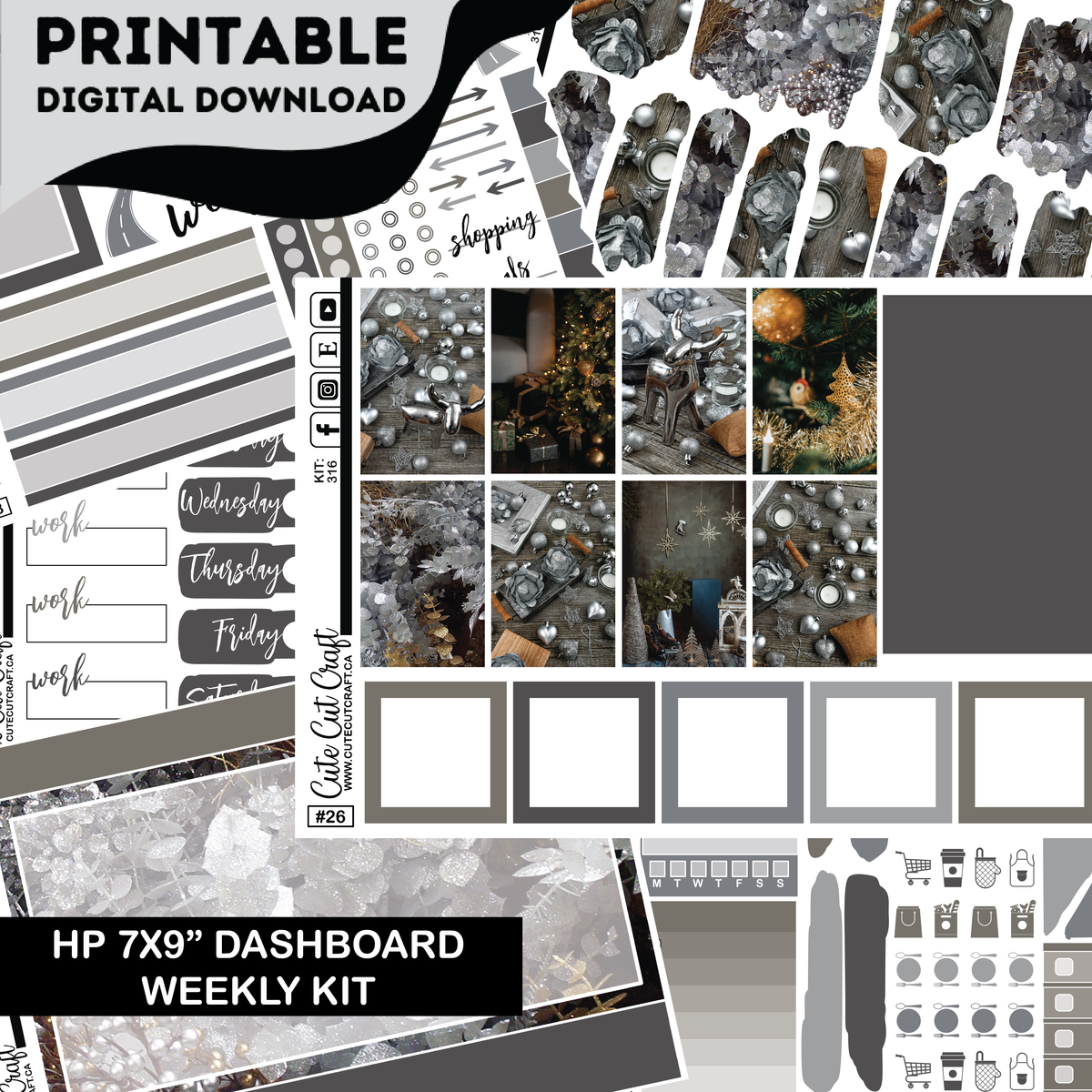 Silver Christmas #316 || CHP Dashboard Kit [PRINTABLE]