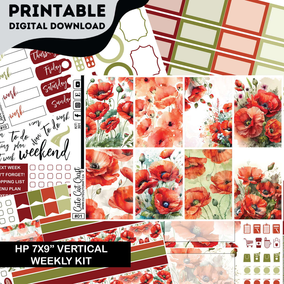 November Poppies #301 || CHP Vertical Kit [PRINTABLE]