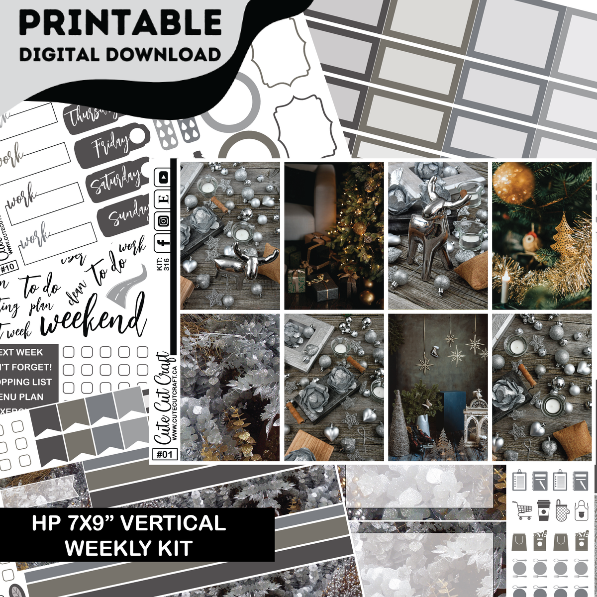 Silver Christmas #316 || CHP Vertical Kit [PRINTABLE]