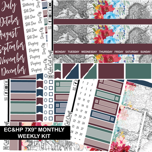 Floral Map #320 || 7x9 Monthly