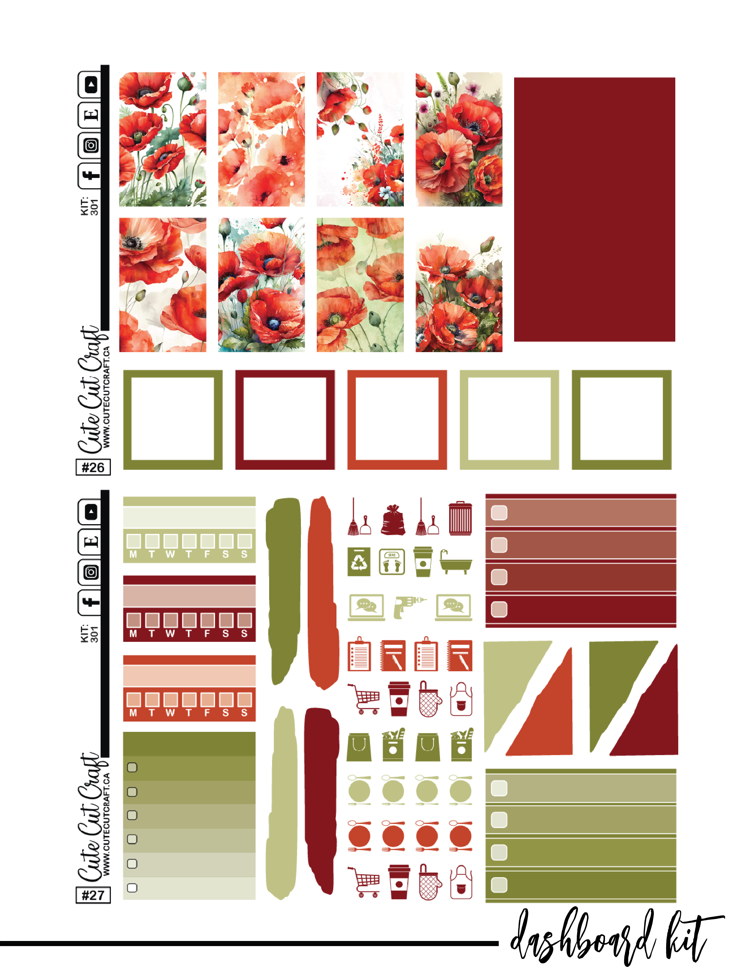 November Poppies #301 || CHP Dashboard Kit [PRINTABLE]