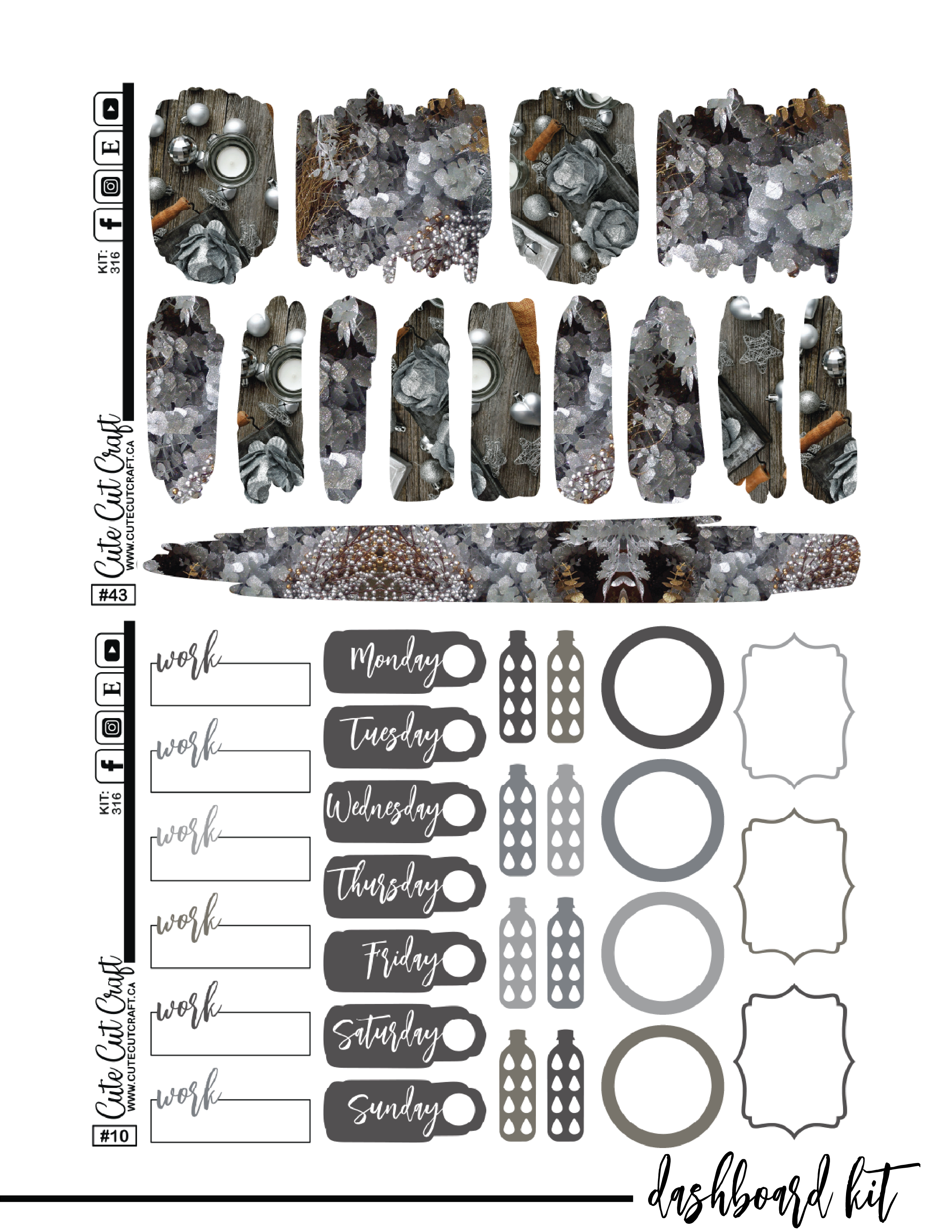 Silver Christmas #316 || CHP Dashboard Kit [PRINTABLE]