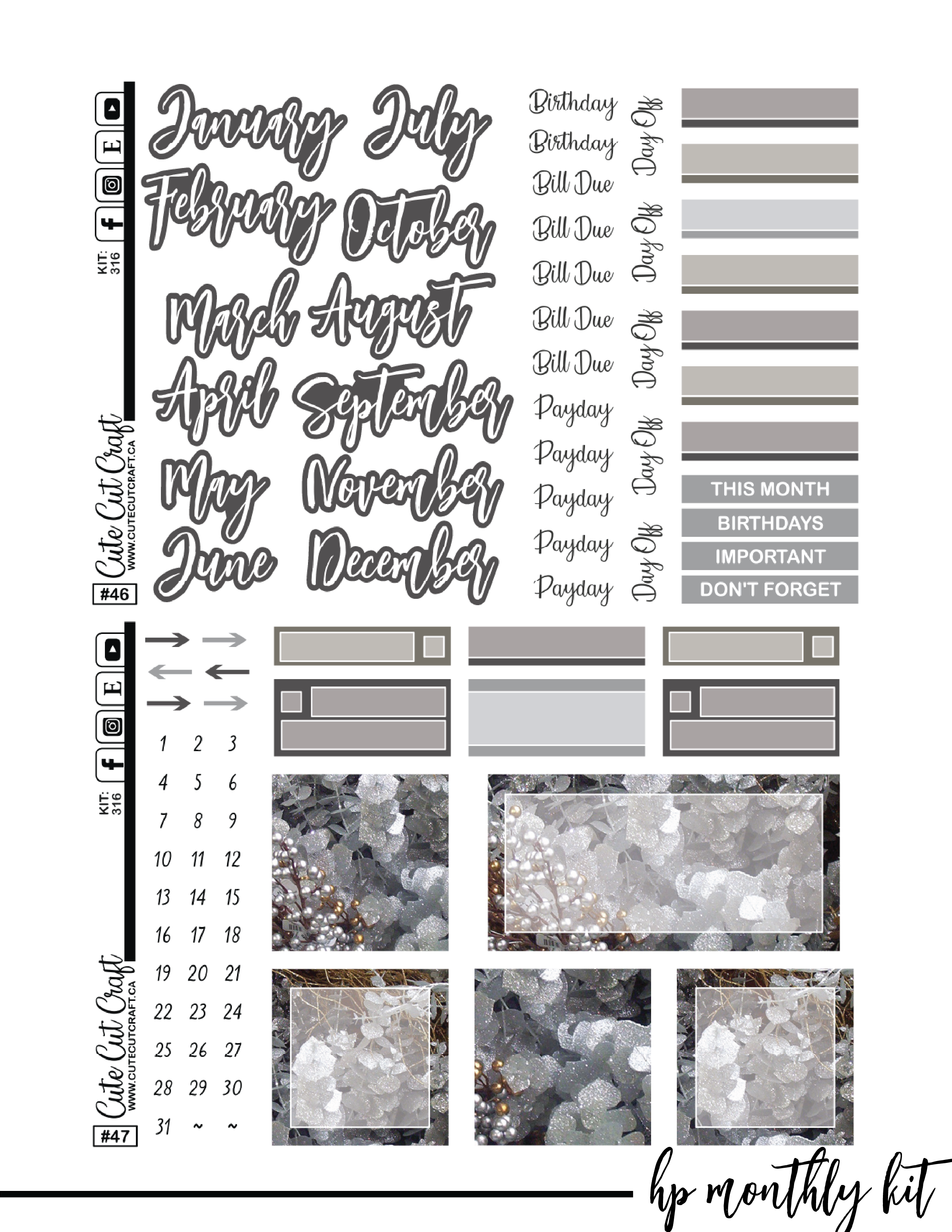 Silver Christmas #316 || CHP Dashboard Kit [PRINTABLE]