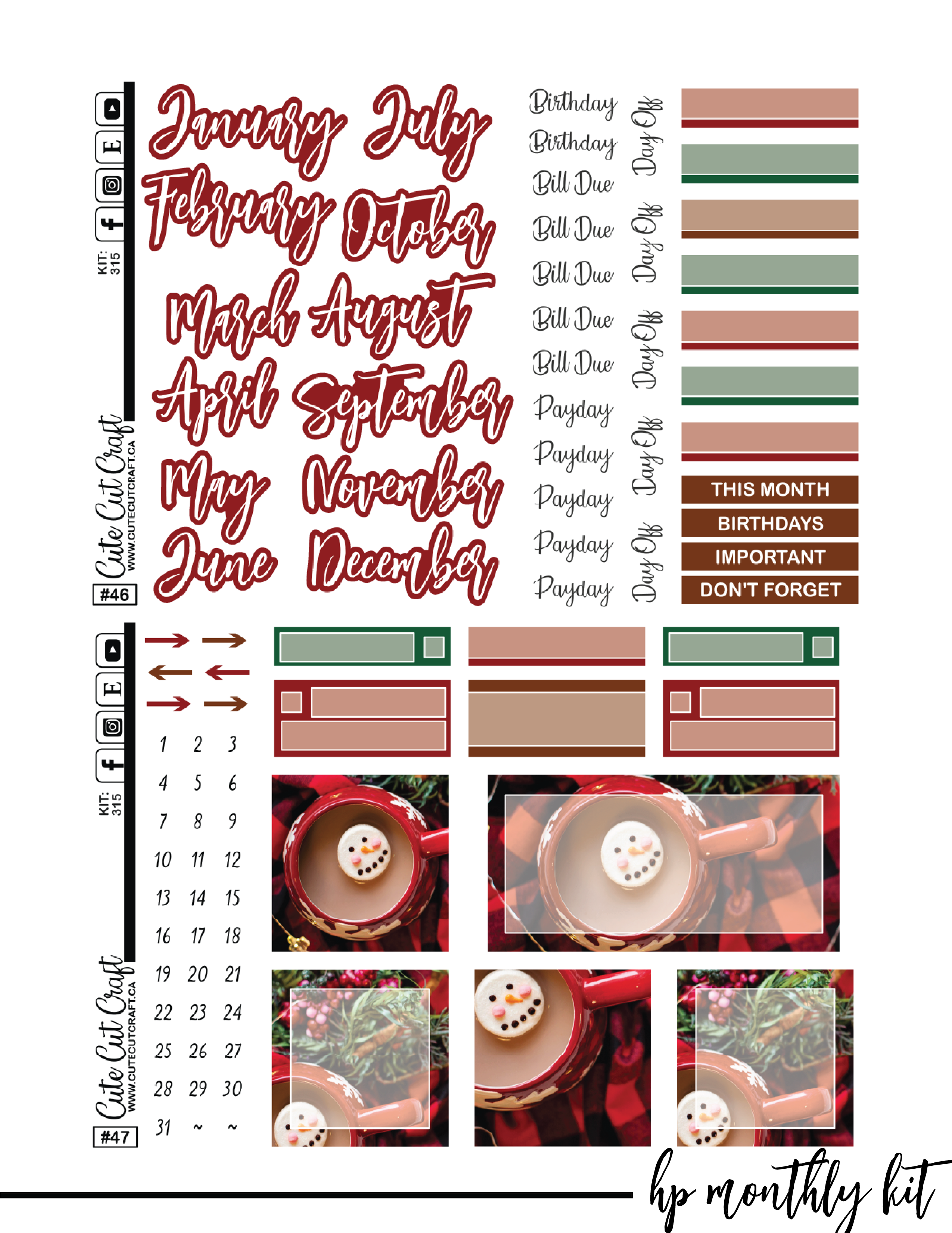 Classic Christmas #315 || CHP Dashboard Kit [PRINTABLE]