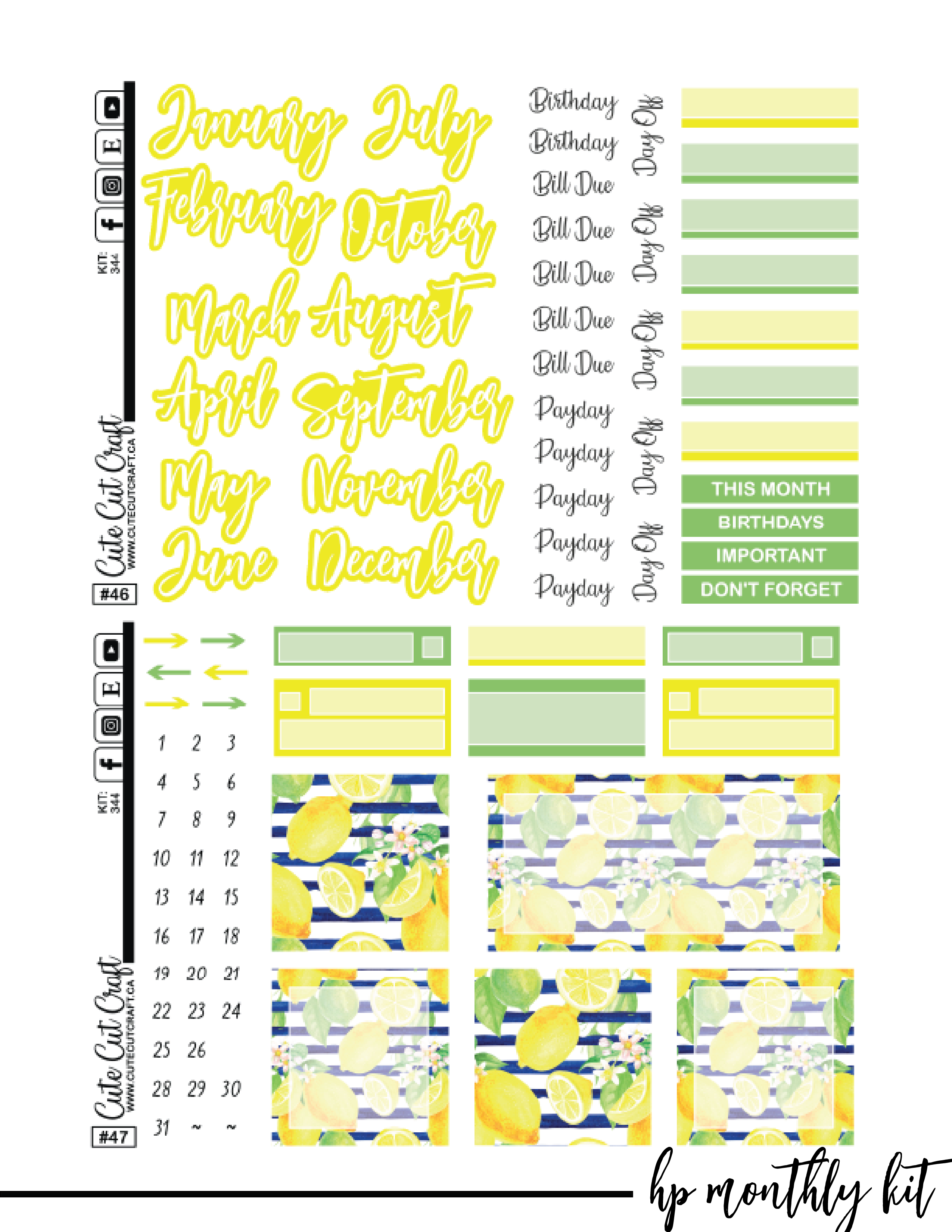 Lemon Drop #344 || CHP Vertical Kit [PRINTABLE]