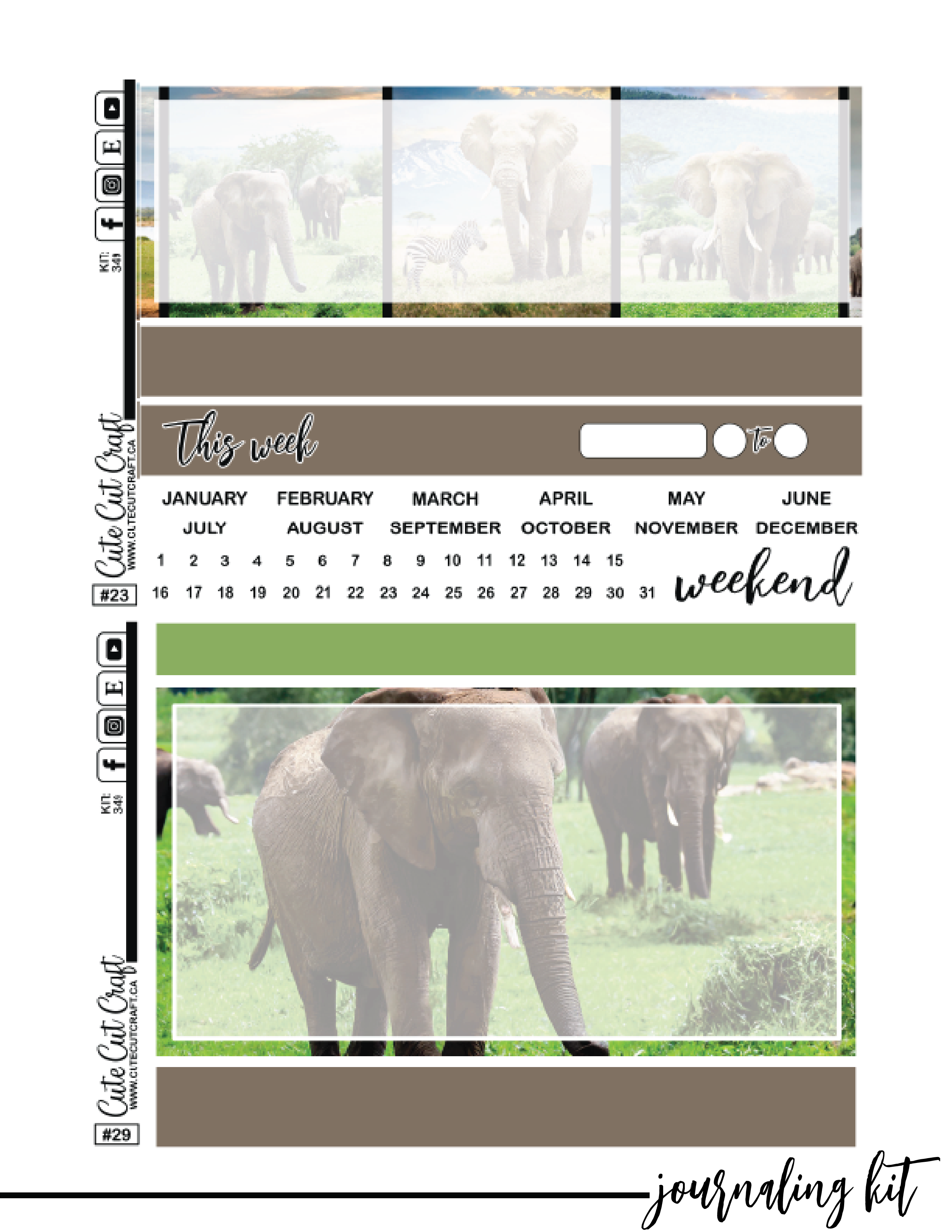 Elephant Expedition #349 || Journaling Kit [PRINTABLE]