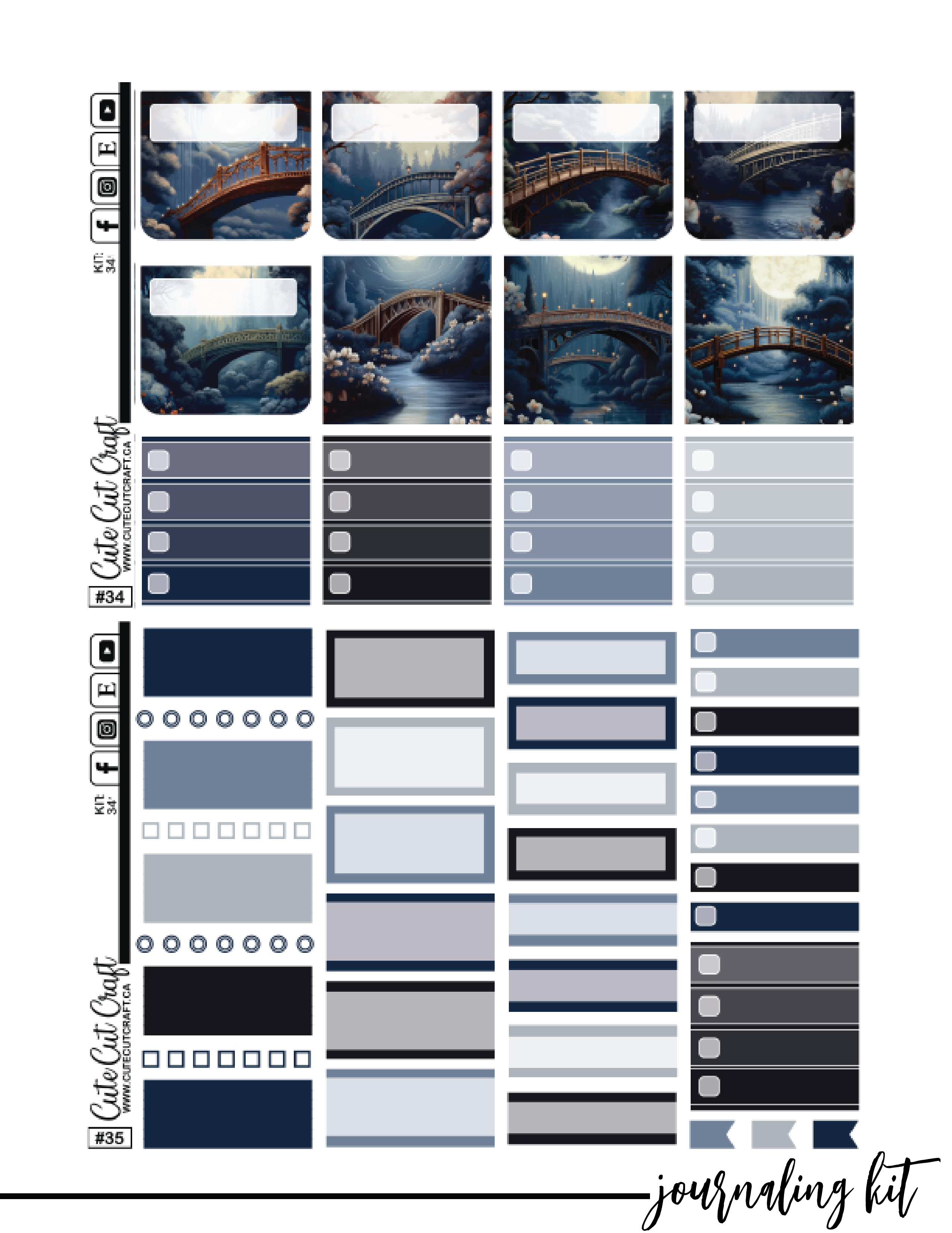 Moonlit Bridges #341 || Journaling Kit [PRINTABLE]