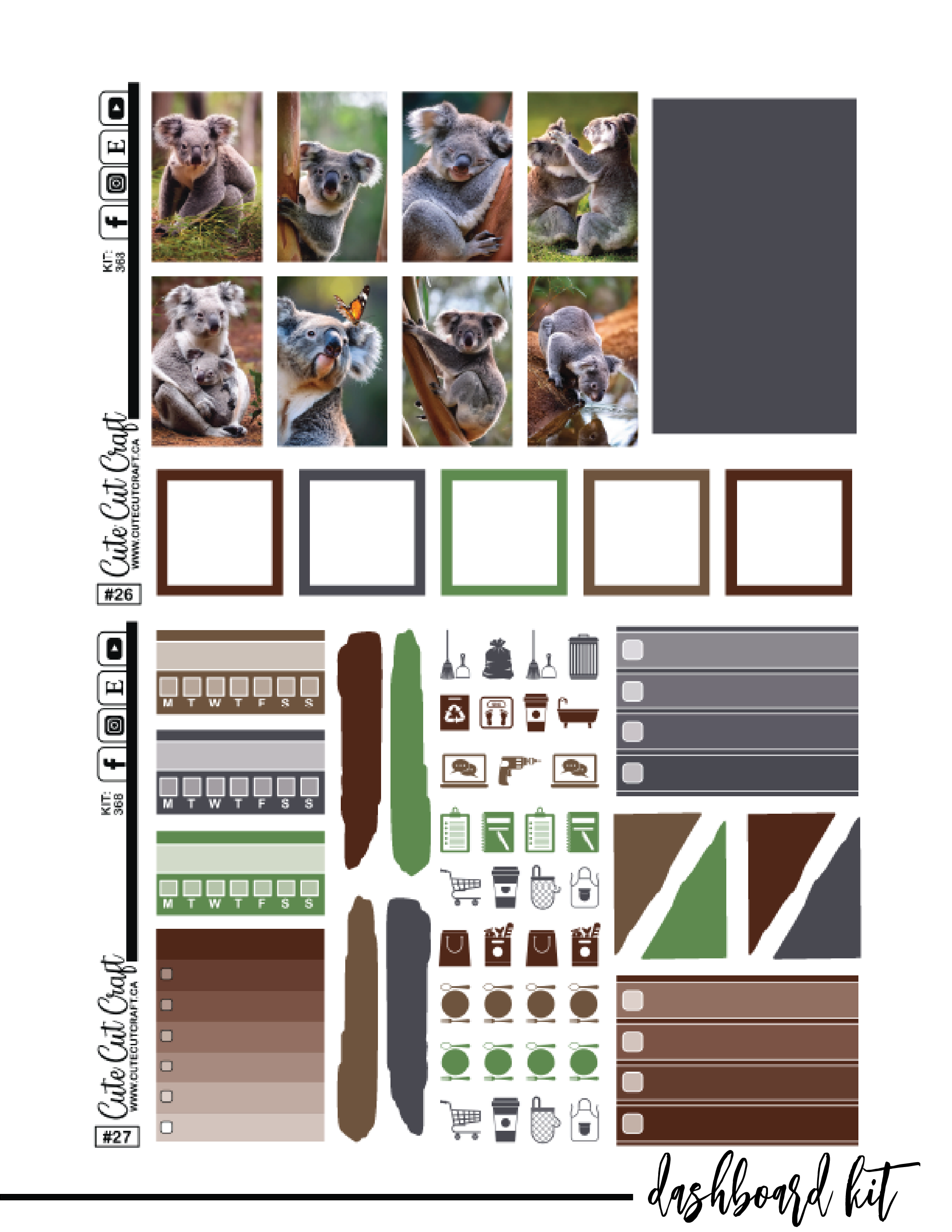 Cute Koala #368 || CHP Dashboard Kit [PRINTABLE]