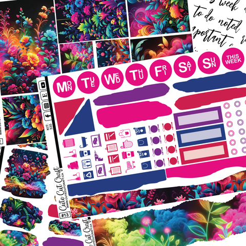 Neon Florals #335 || Journaling Sheets