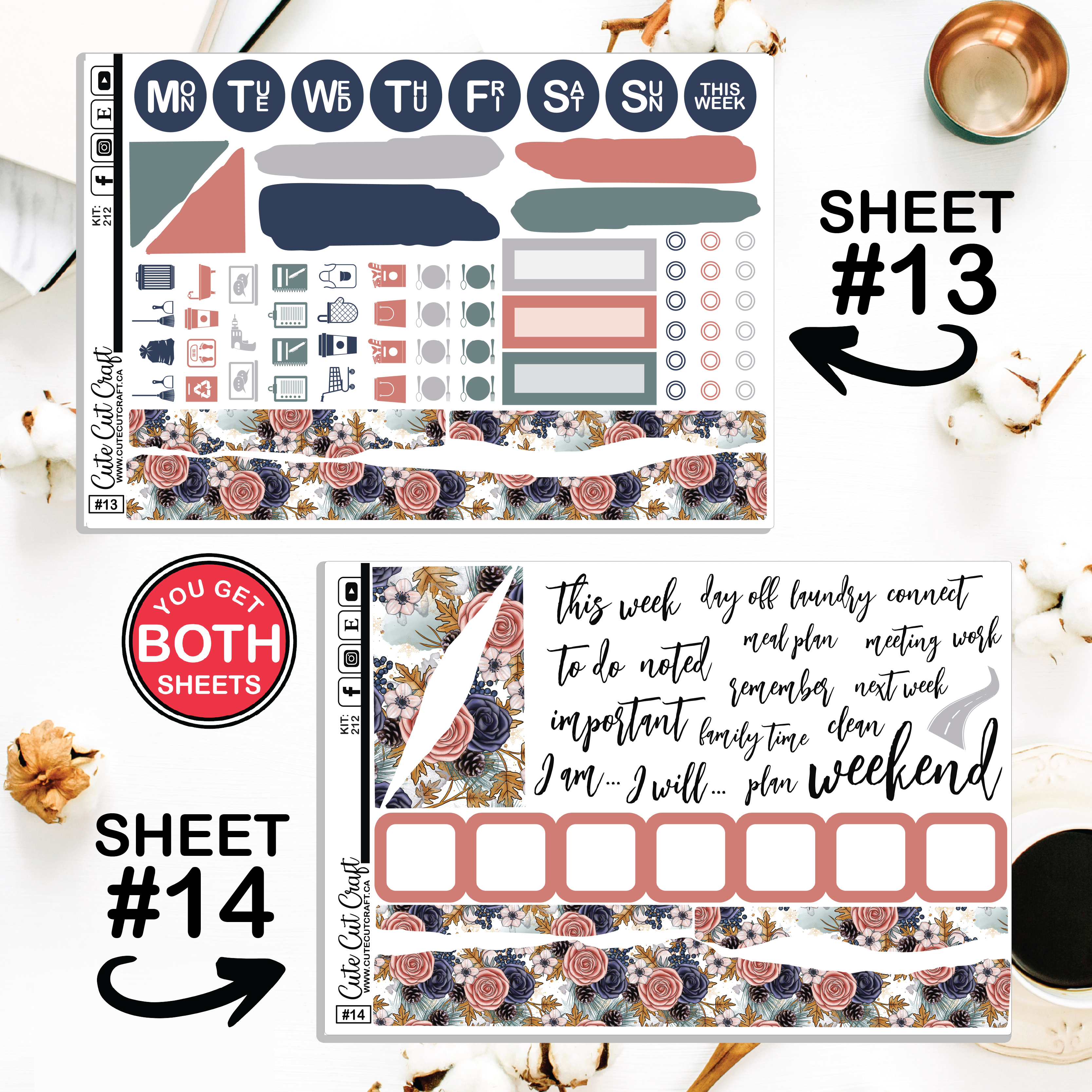 Rosy Cozy #212 || Journaling Sheets