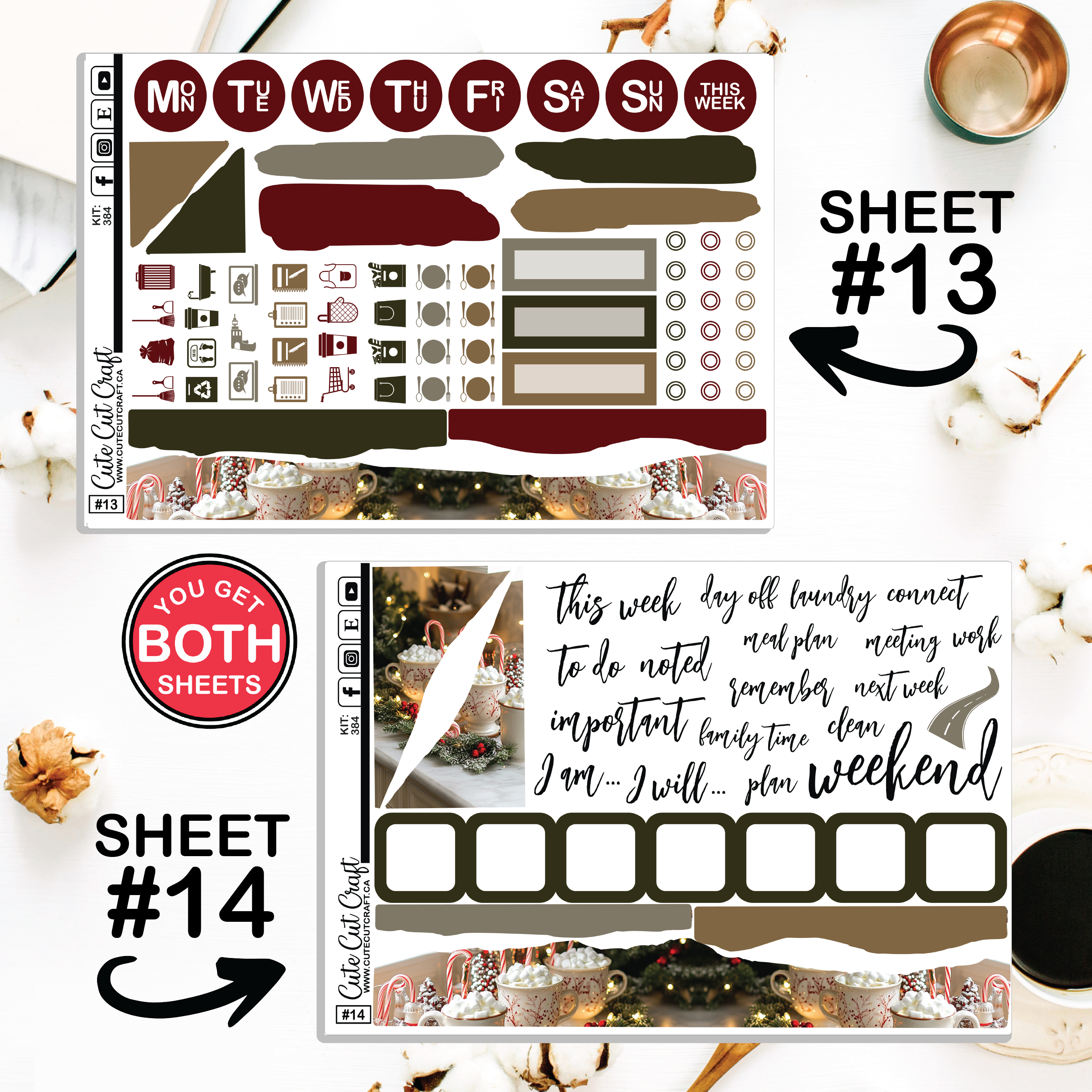 Peppermint Cocoa #384 || Journaling Sheets