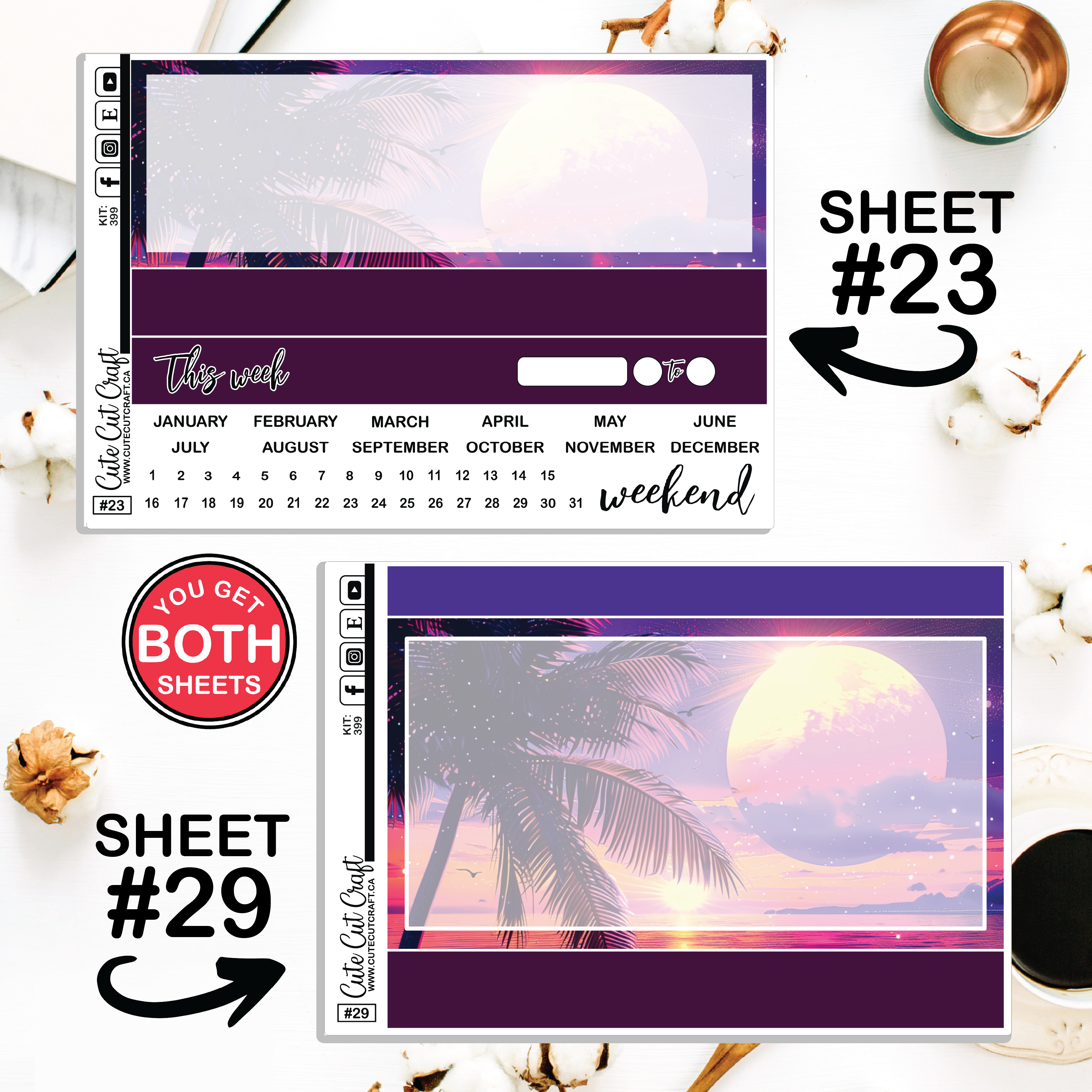 Beach Sunset #399 || Journaling Sheets