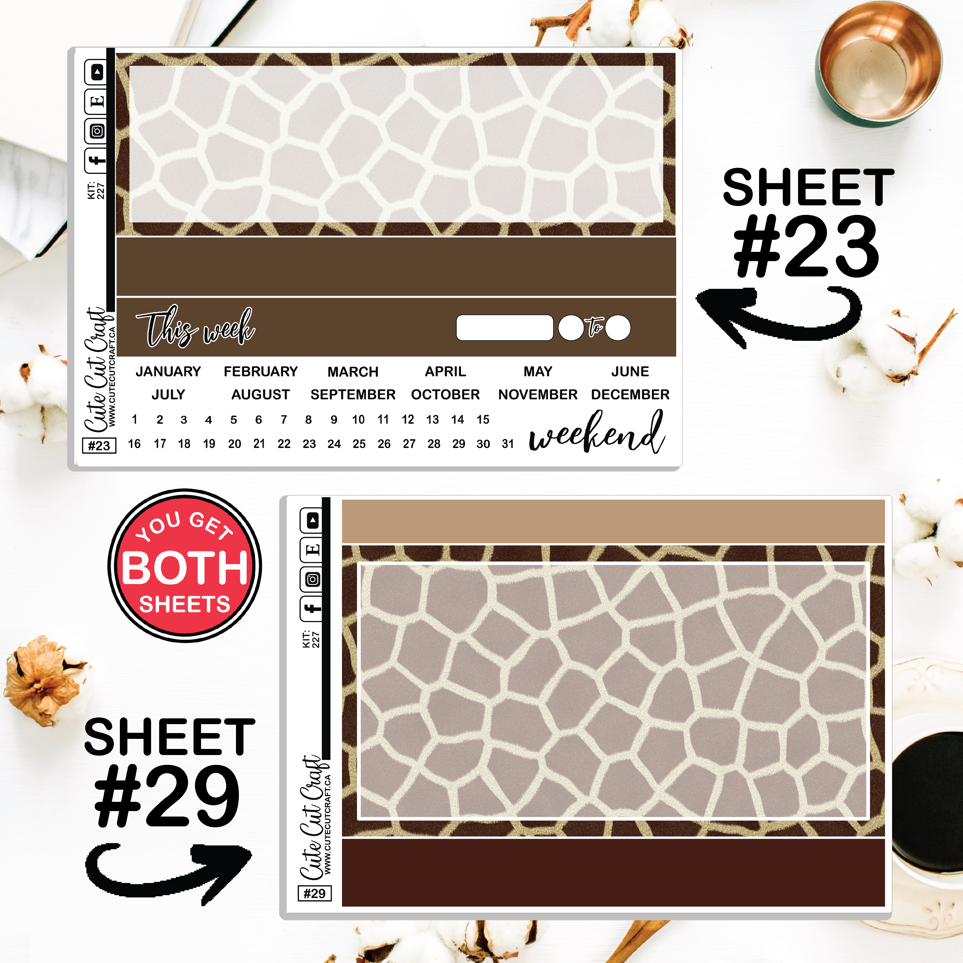 Giraffe #241 || Journaling Sheets