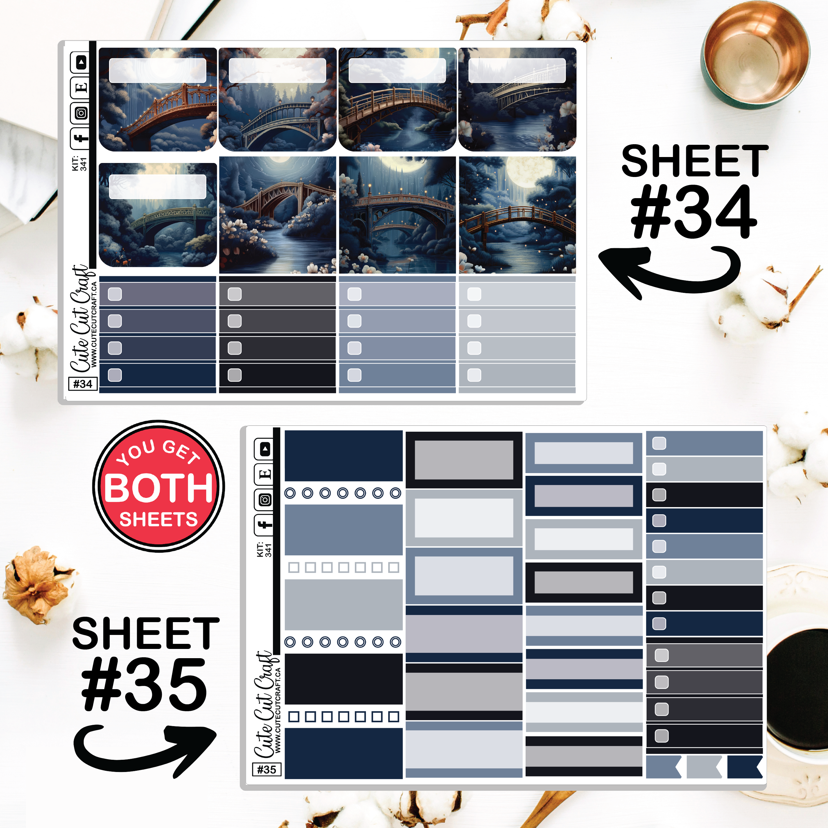 Moonlit Bridges #341 || Journaling Sheets