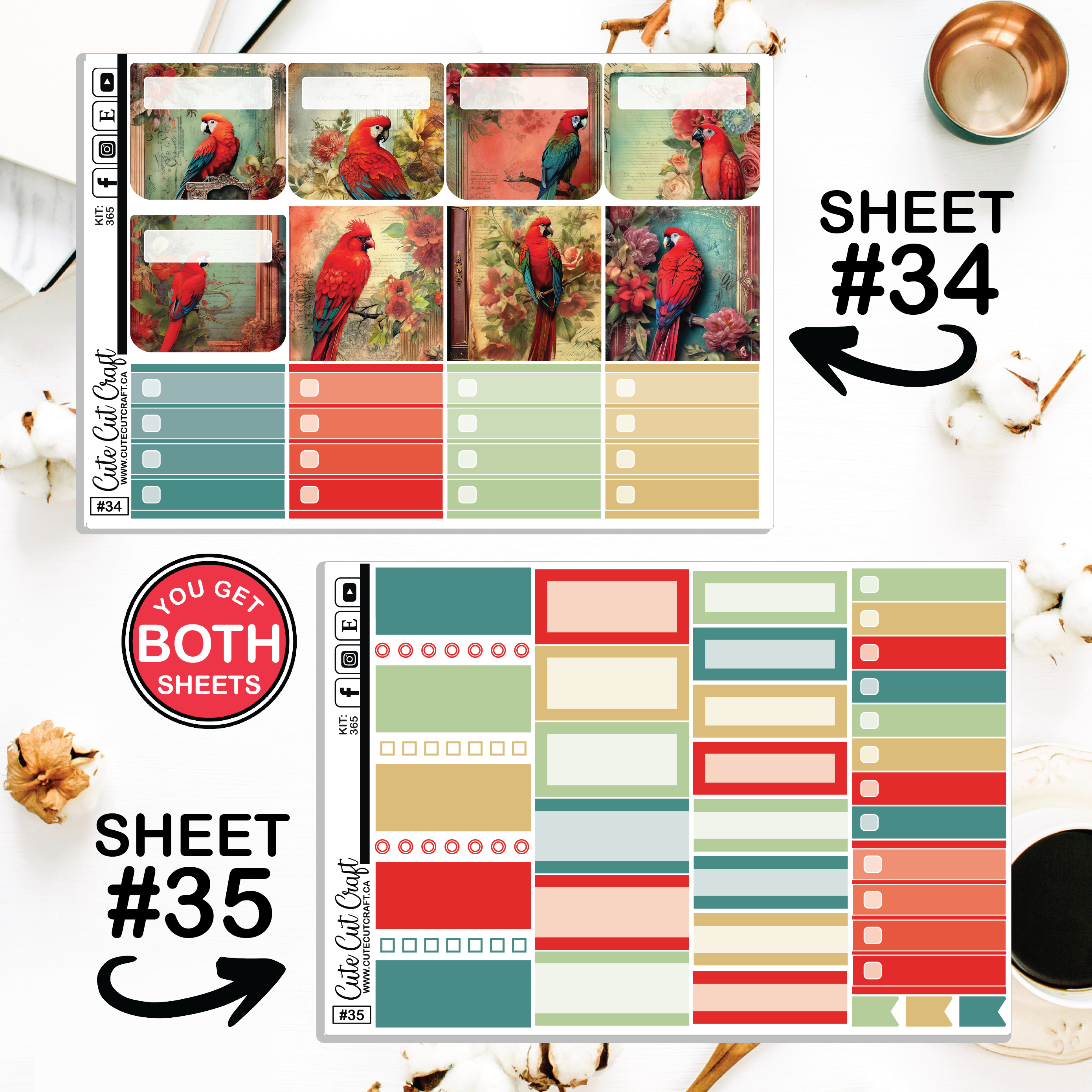 Red Parrot #365 || Journaling Sheets