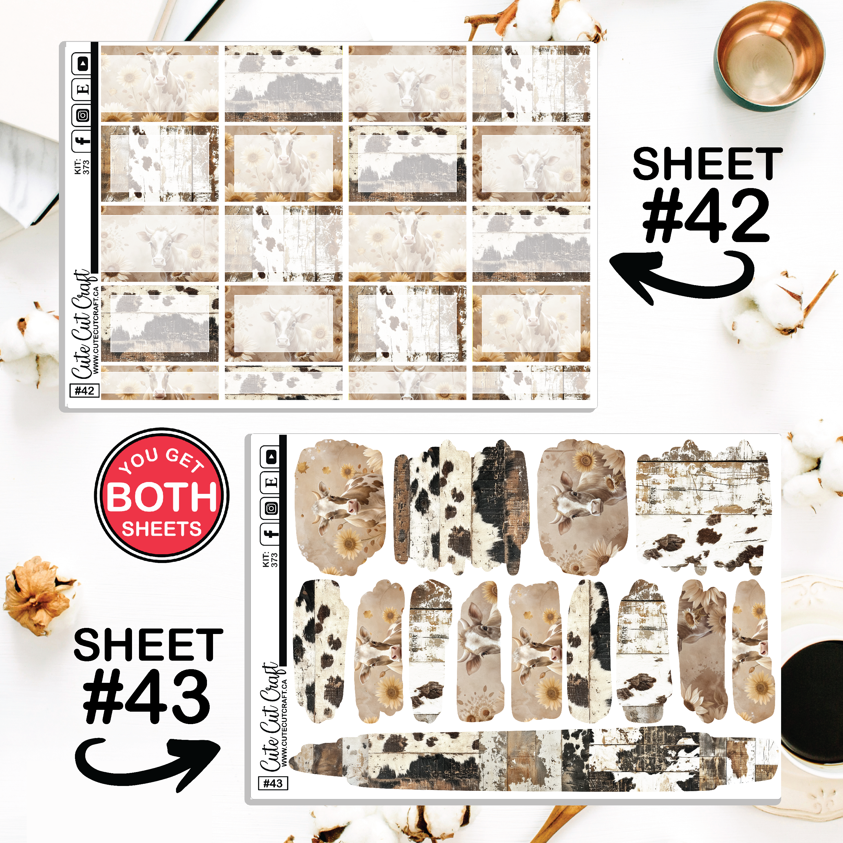 Coffee Cream Cow #373 || Journaling Sheets