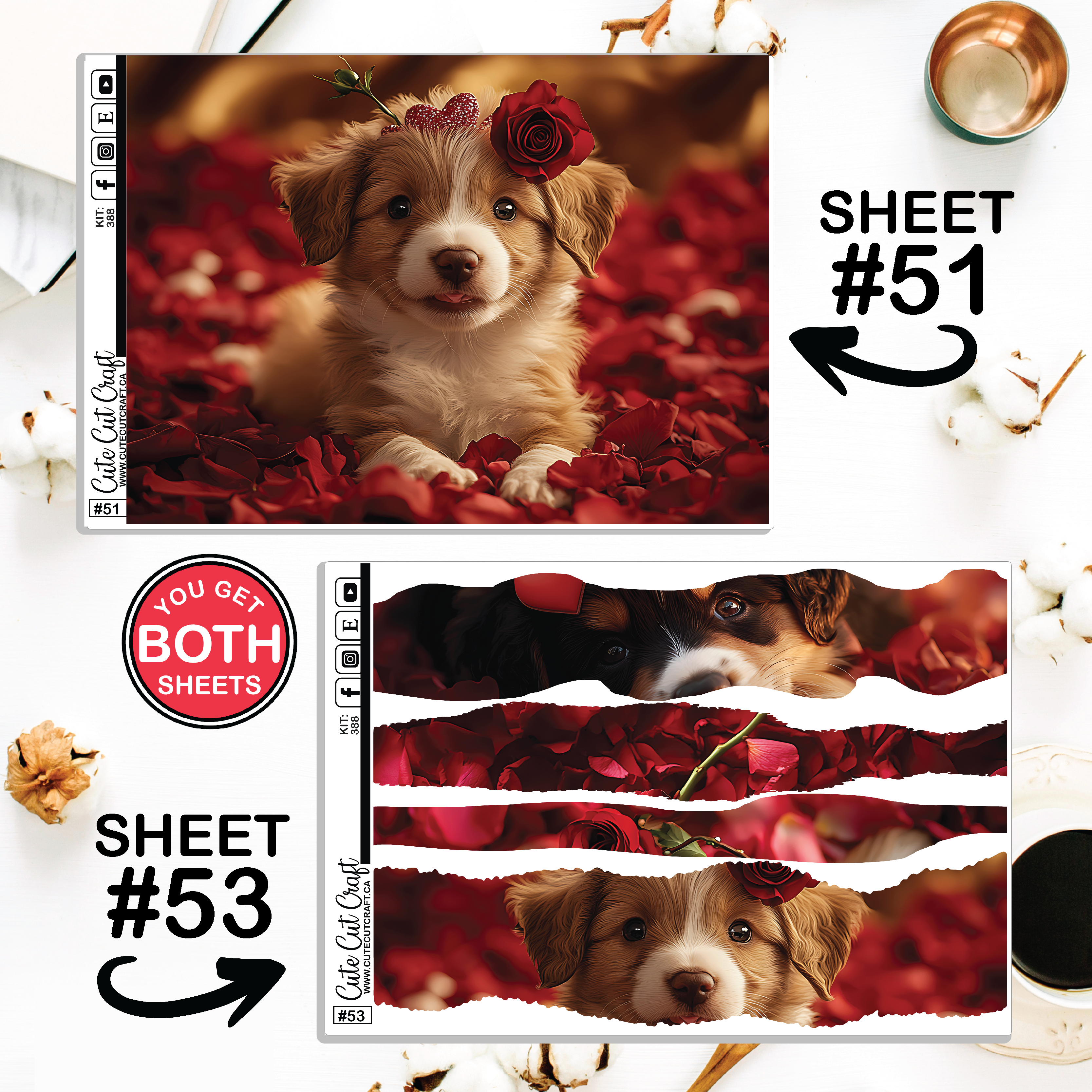 Valentine Puppy #388 || Journaling Sheets