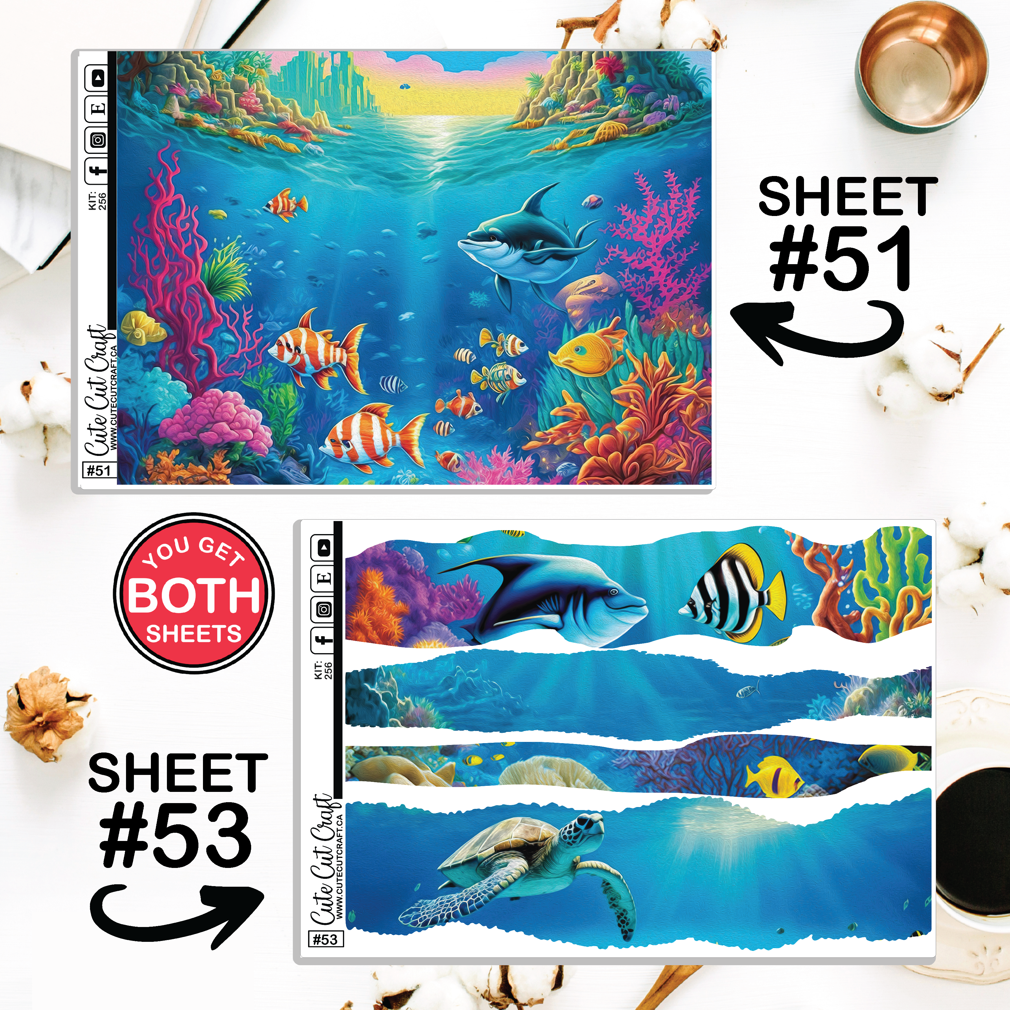 Ocean Life #256 || Journaling Sheets