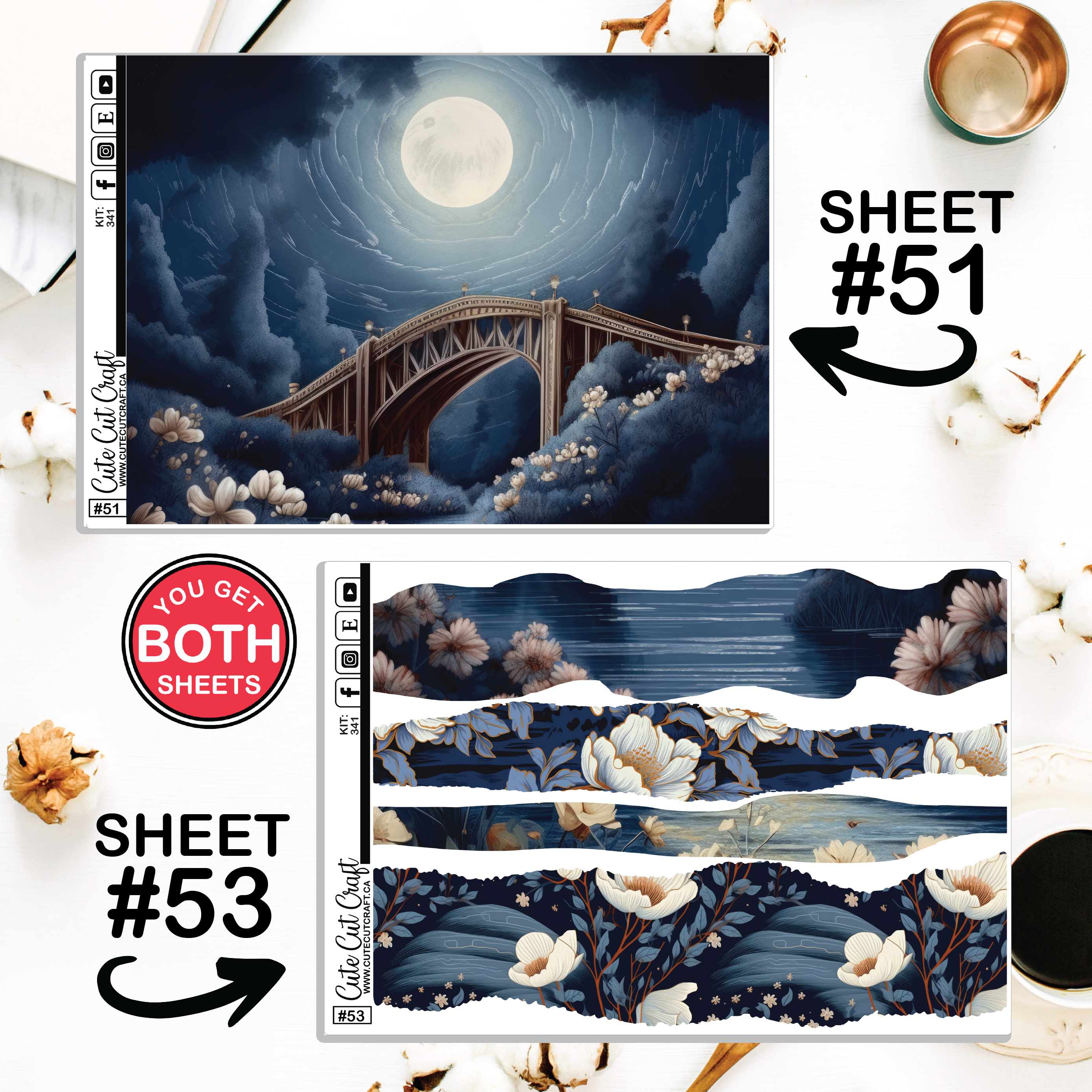 Moonlit Bridges #341 || Journaling Sheets