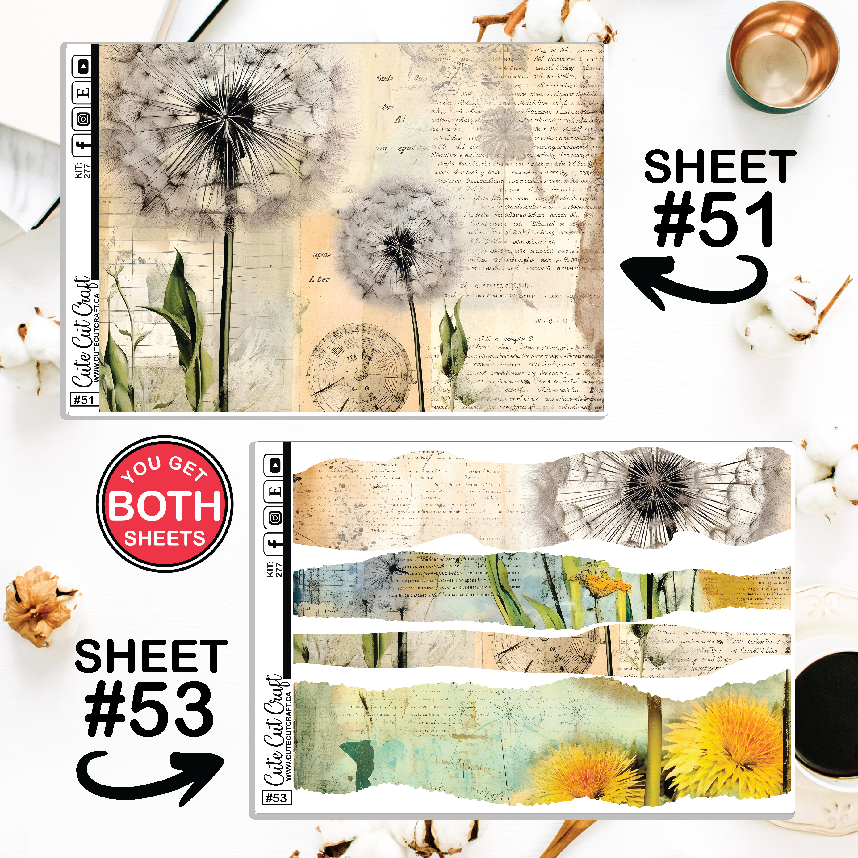 Retro Dandelion #277 || Journaling Sheets