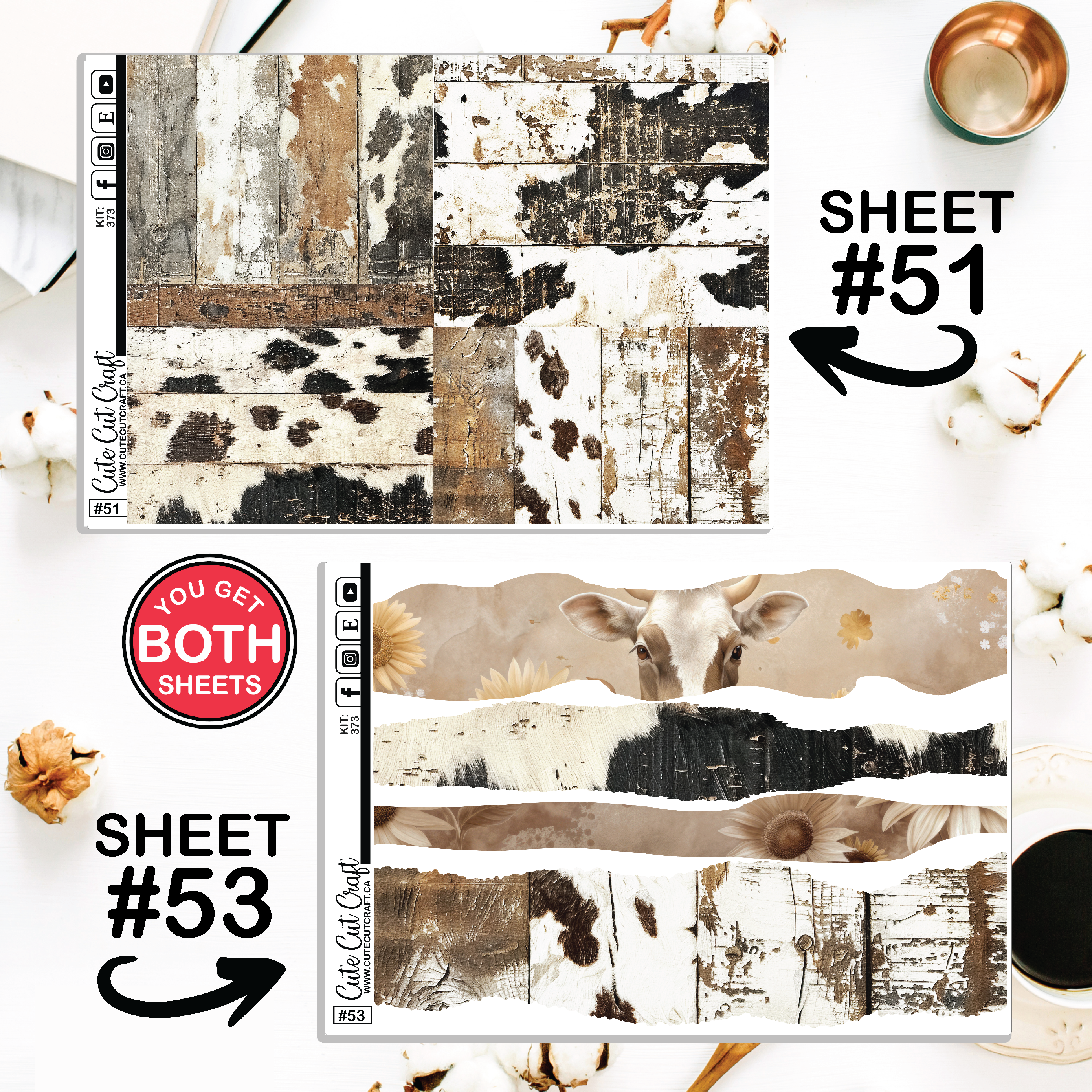 Coffee Cream Cow #373 || Journaling Sheets