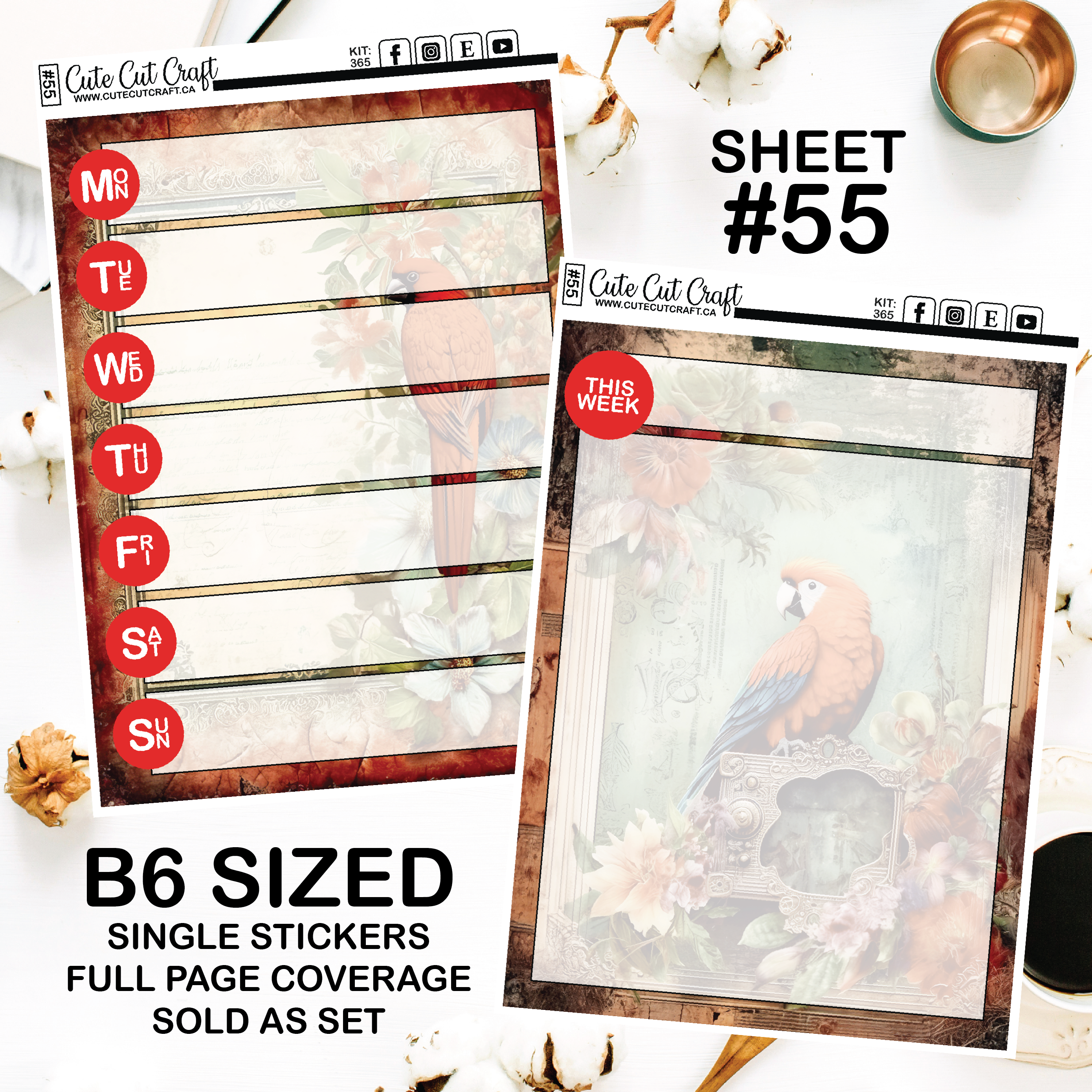 Red Parrot #365 || Journaling Sheets