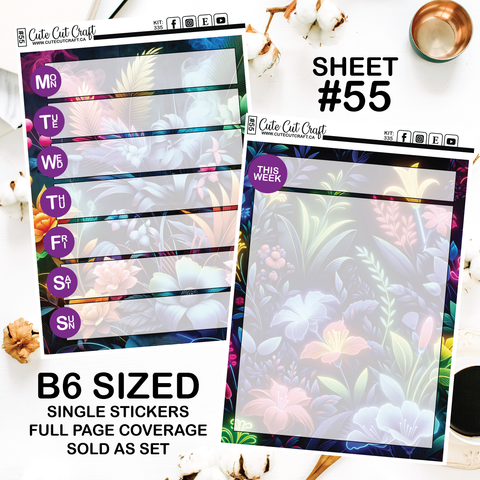 Neon Florals #335 || Journaling Sheets