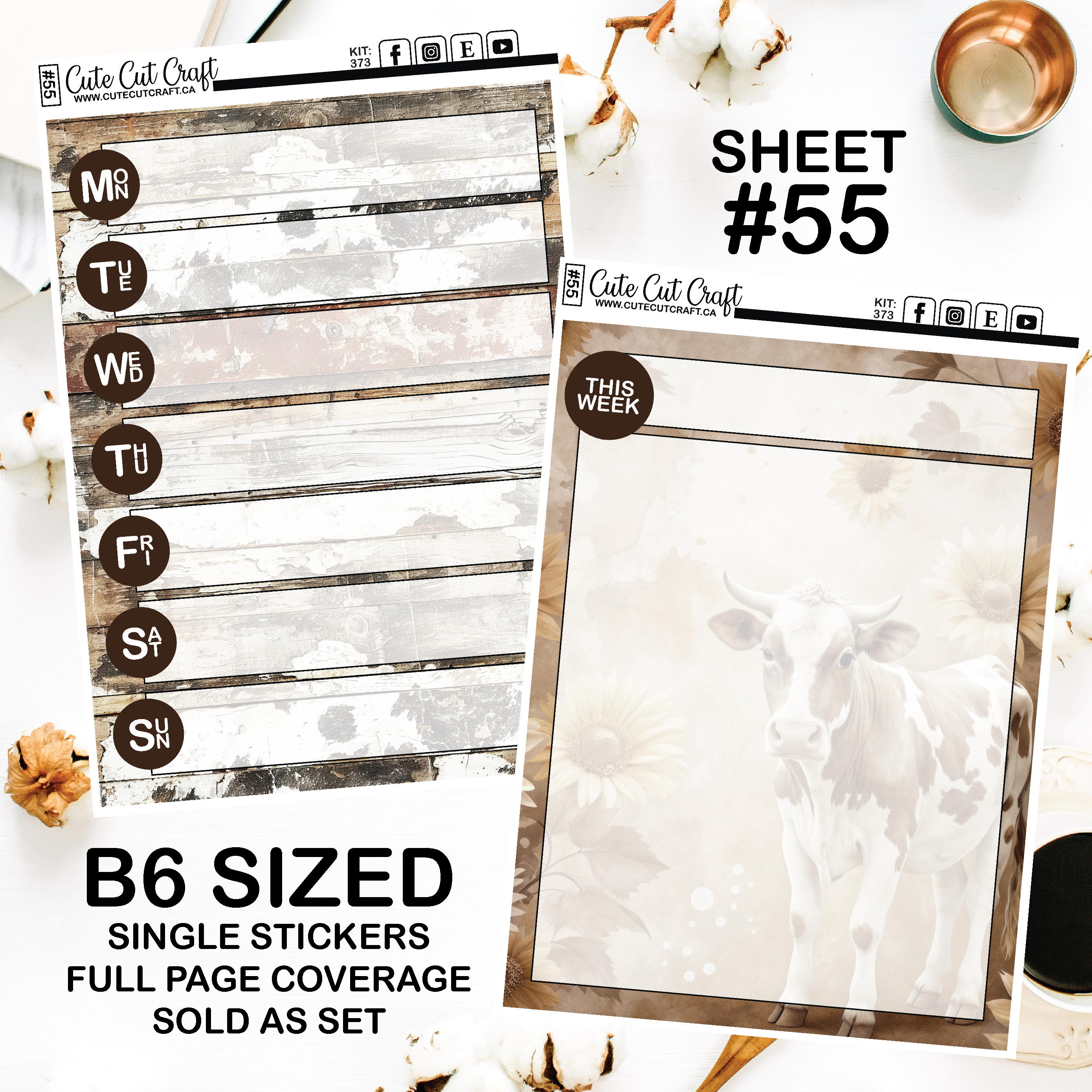 Coffee Cream Cow #373 || Journaling Sheets