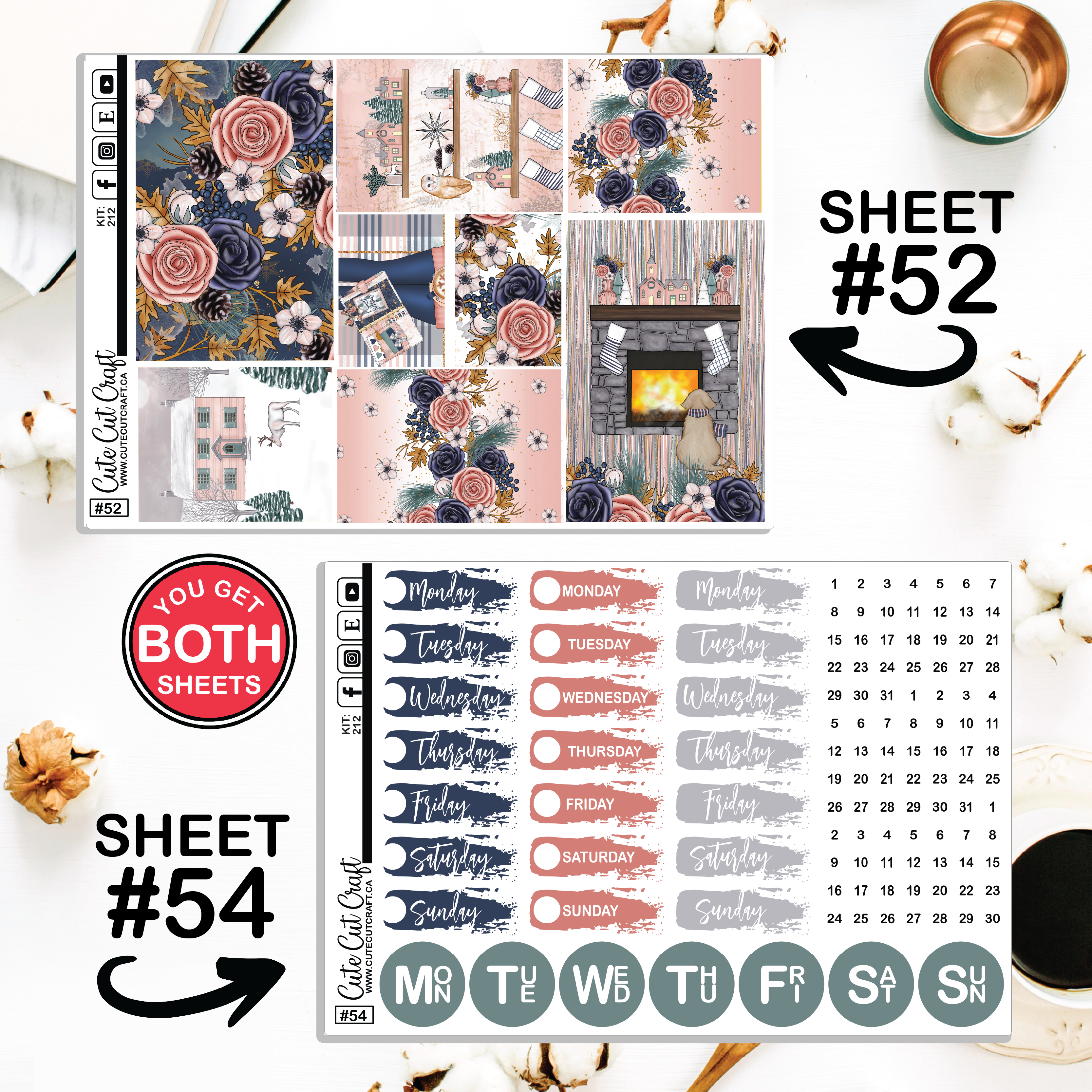 Rosy Cozy #212 || Journaling Sheets