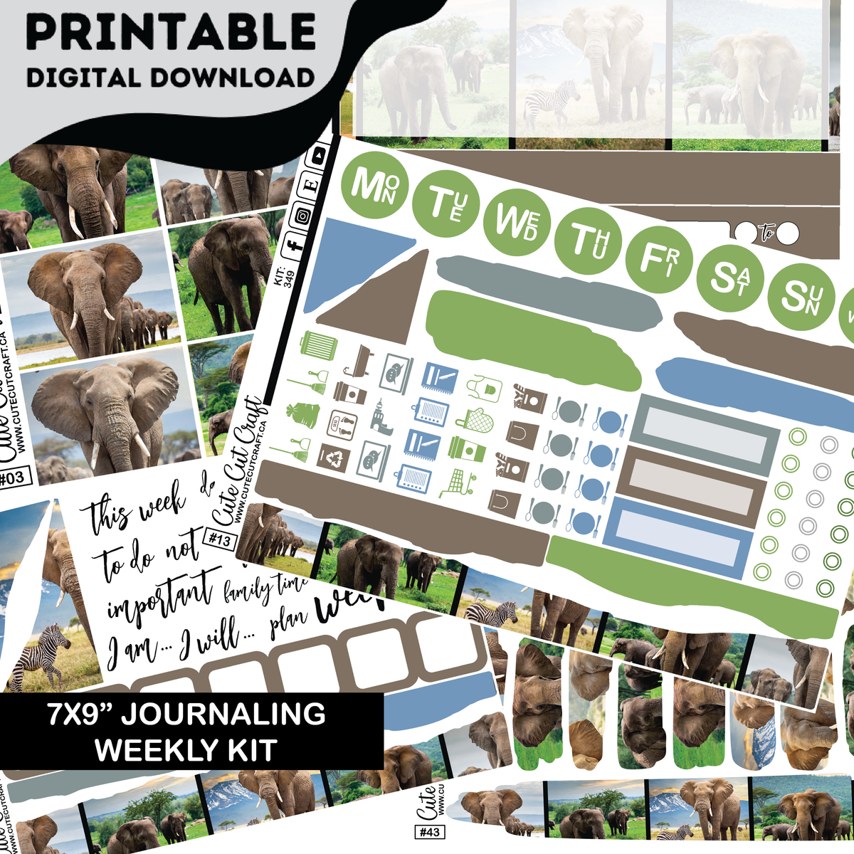 Elephant Expedition #349 || Journaling Kit [PRINTABLE]