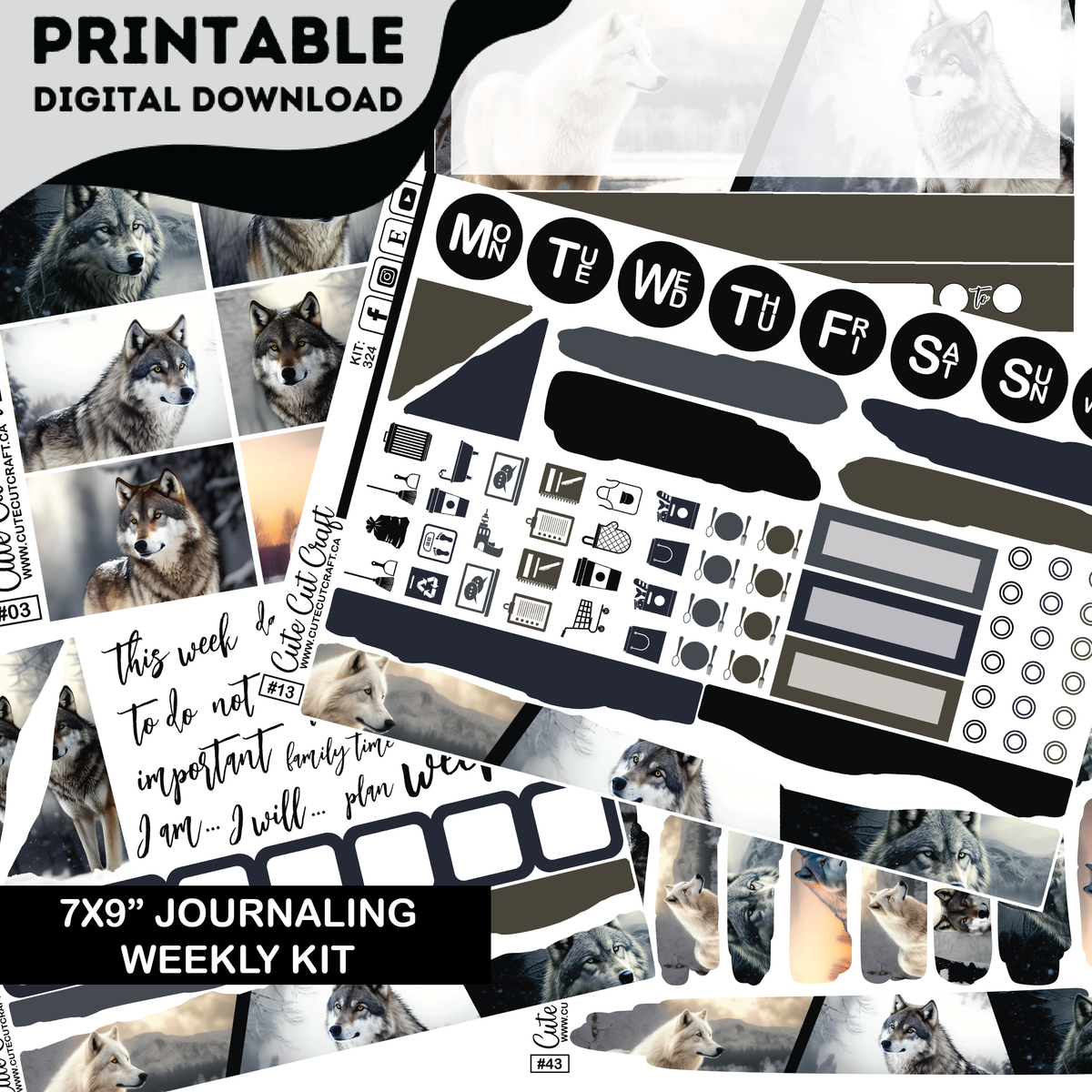 Winter Wolf #324 || Journaling Kit [PRINTABLE]