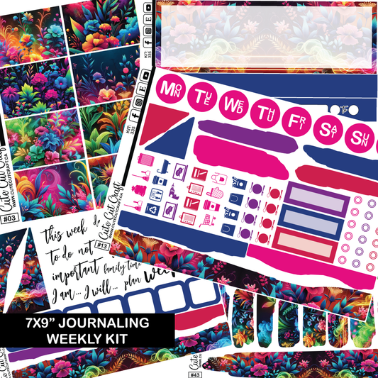 Neon Florals #335 || Journaling Sheets