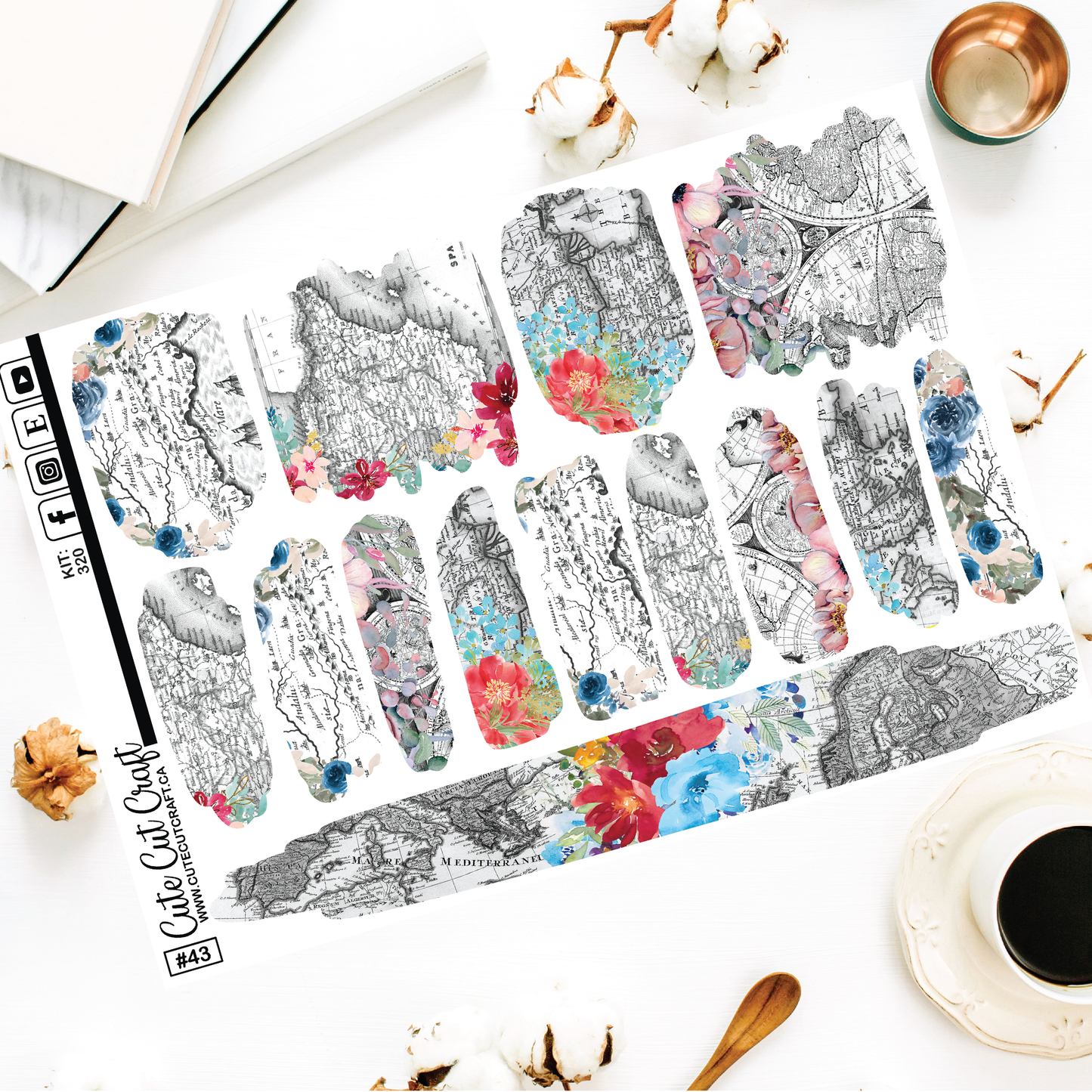 Floral Map #320 ||  Brush Stroke Sheets