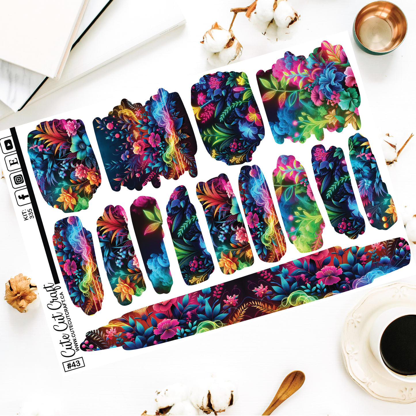 Neon Florals #335  ||  Brush Stroke Sheets