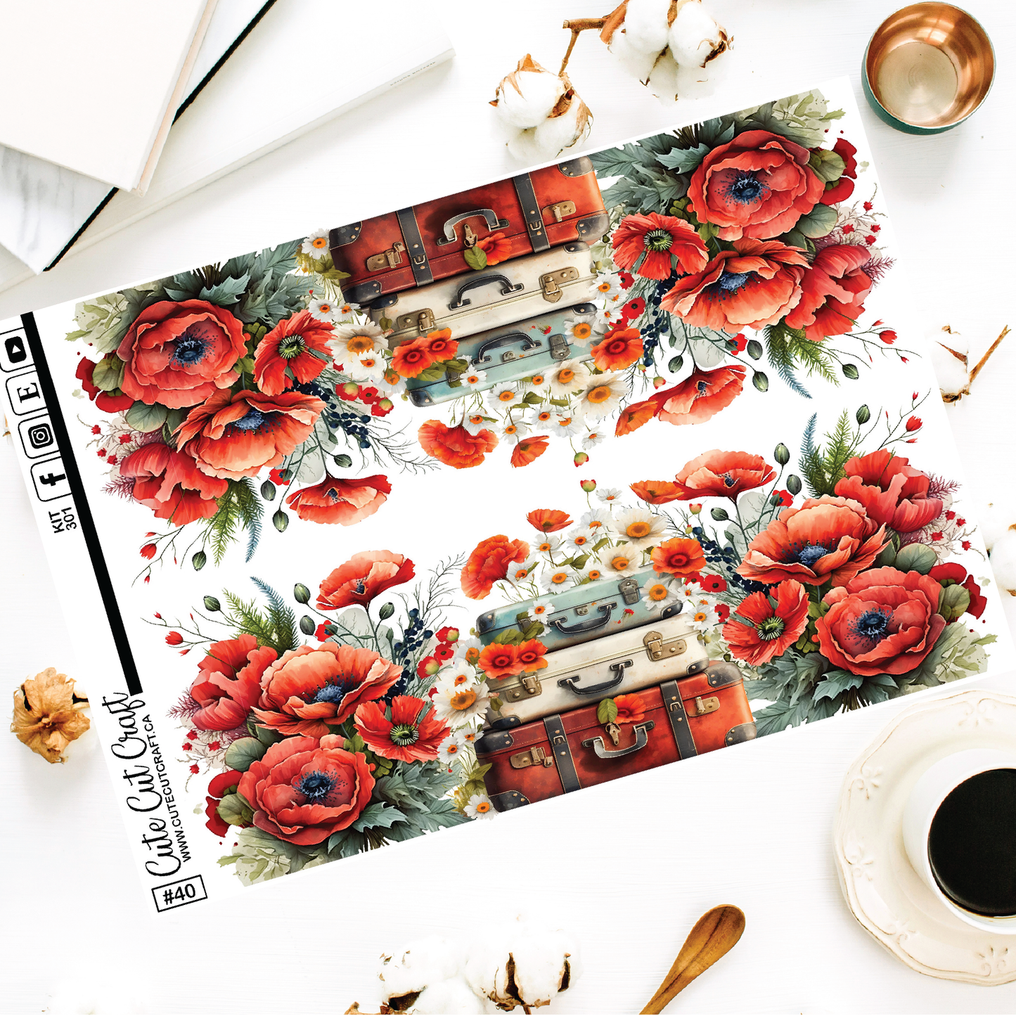 November Poppies #301 || XL Deco Sheet