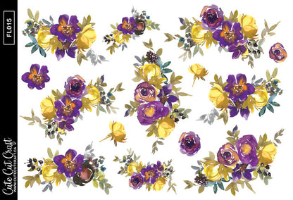 Bright Spring Florals || Decorative Foiled Sheet