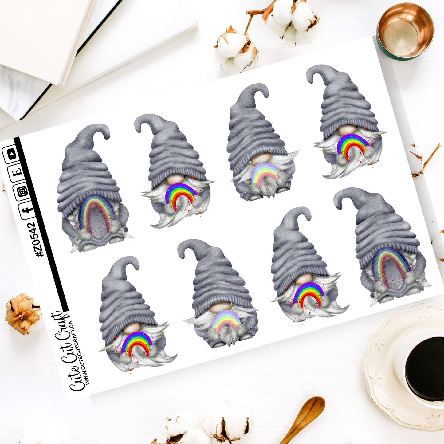 XL Grey Rainbow Gnomes