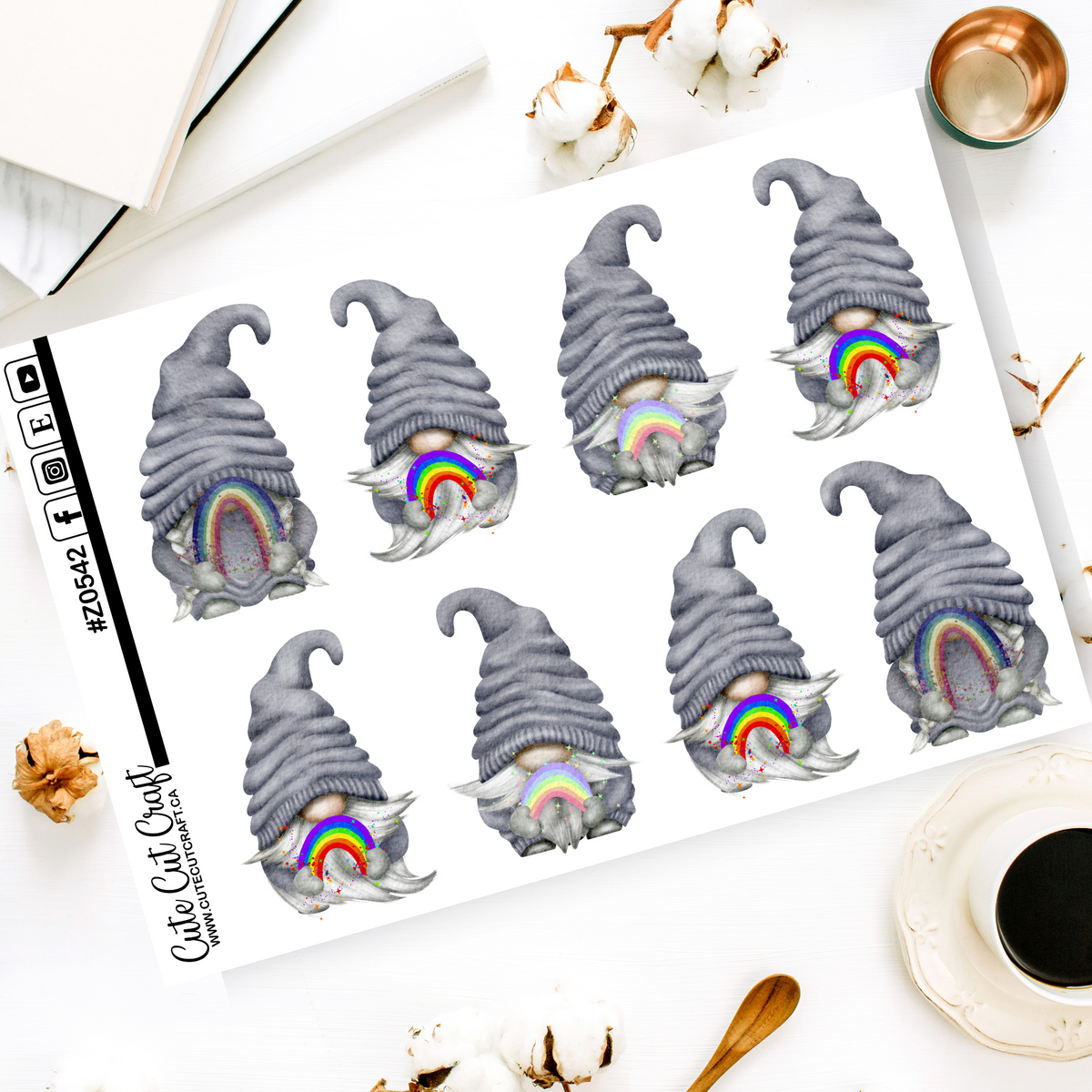 XL Grey Rainbow Gnomes