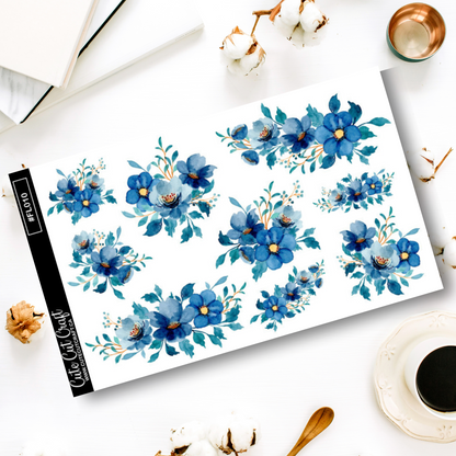 Winter Blues Florals || Decorative Foiled Sheet