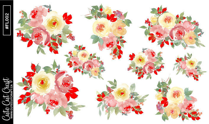 Red Lemon Florals || Decorative Foiled Sheet