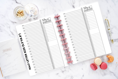 Hourly Daily || Half Letter Planner Inserts